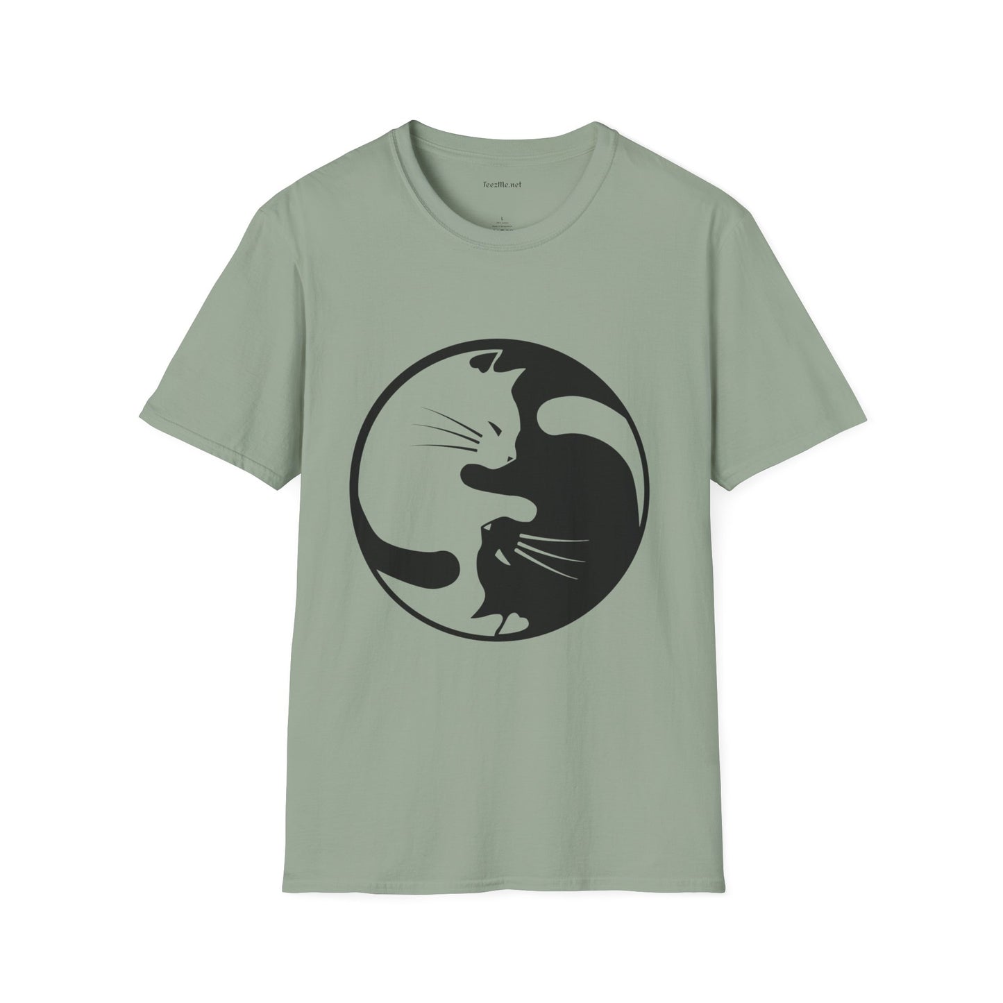 Yin Yang Cat3 Unisex Soft T-Shirt 100% Cotton Graphic