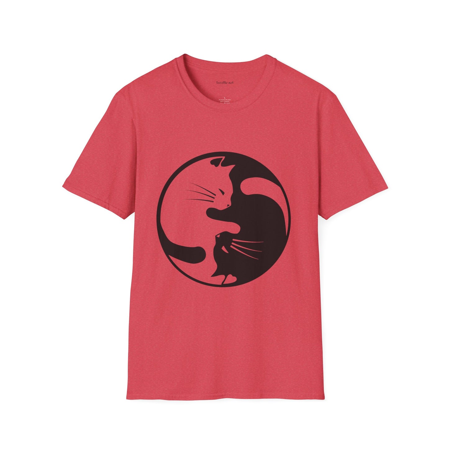 Yin Yang Cat3 Unisex Soft T-Shirt 100% Cotton Graphic
