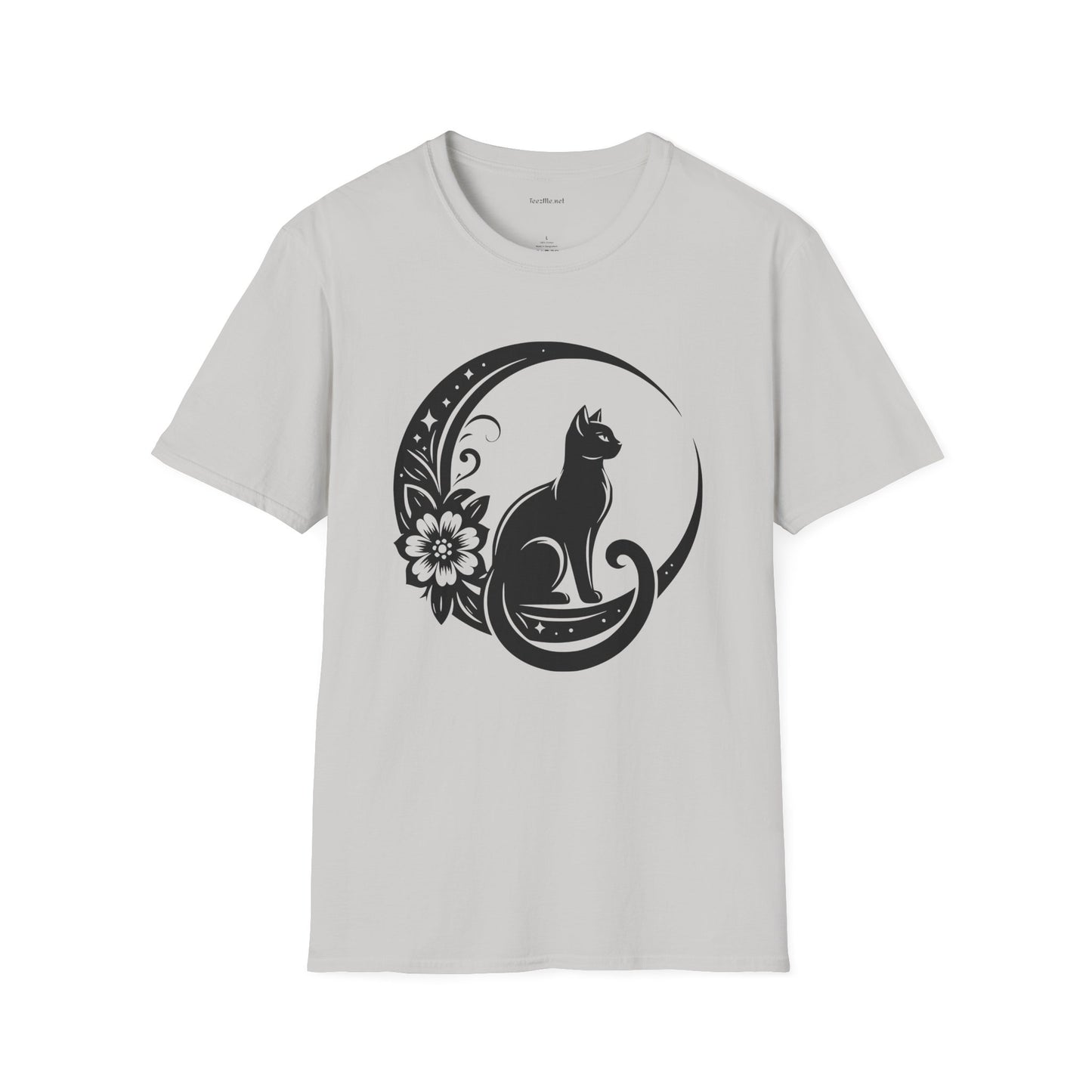 Crescent Moon Cat - Unisex Softstyle T-Shirt 100% Cotton Graphic