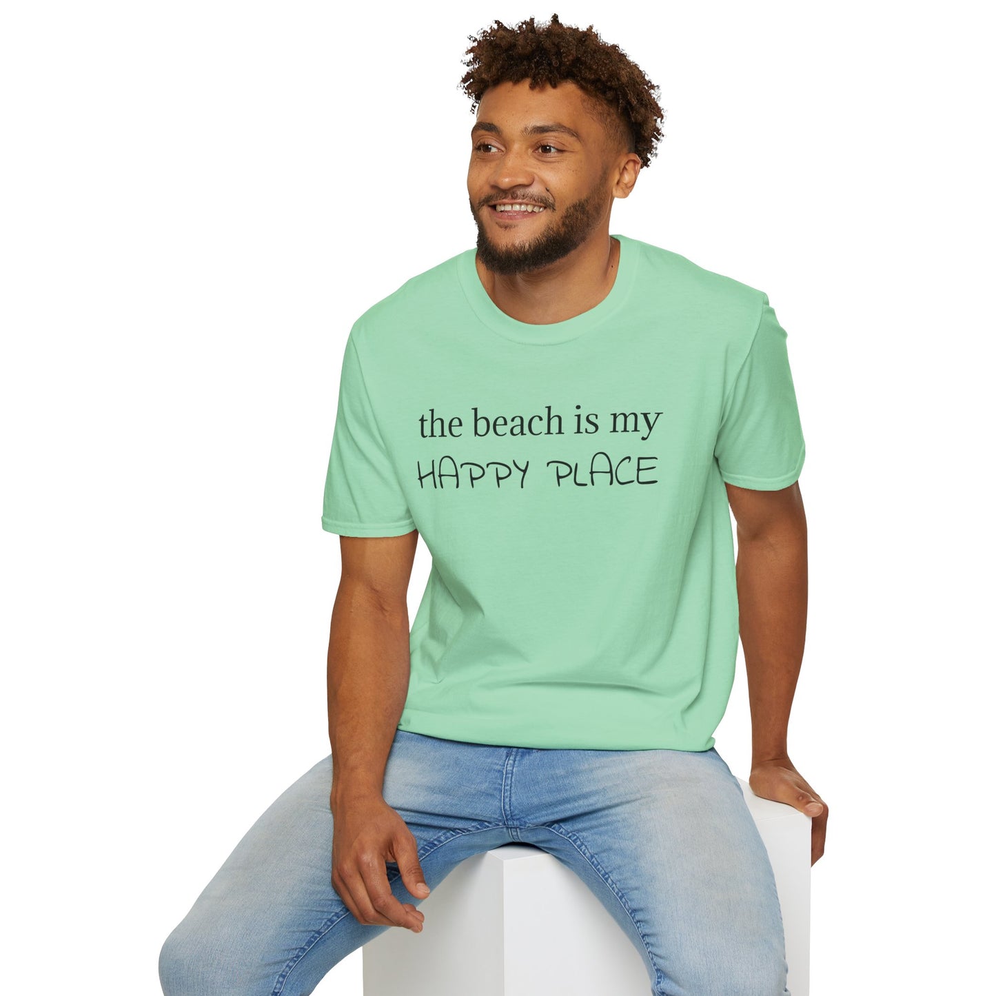 The beach is my happy place - Unisex Softstyle T-Shirt 100% Cotton Graphic