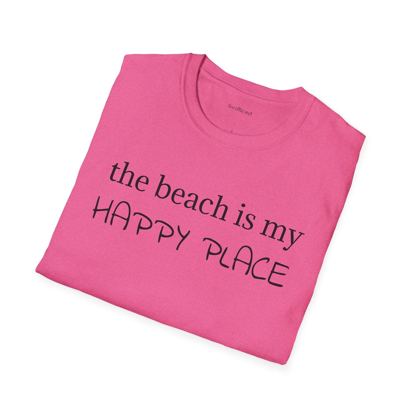 The beach is my happy place - Unisex Softstyle T-Shirt 100% Cotton Graphic