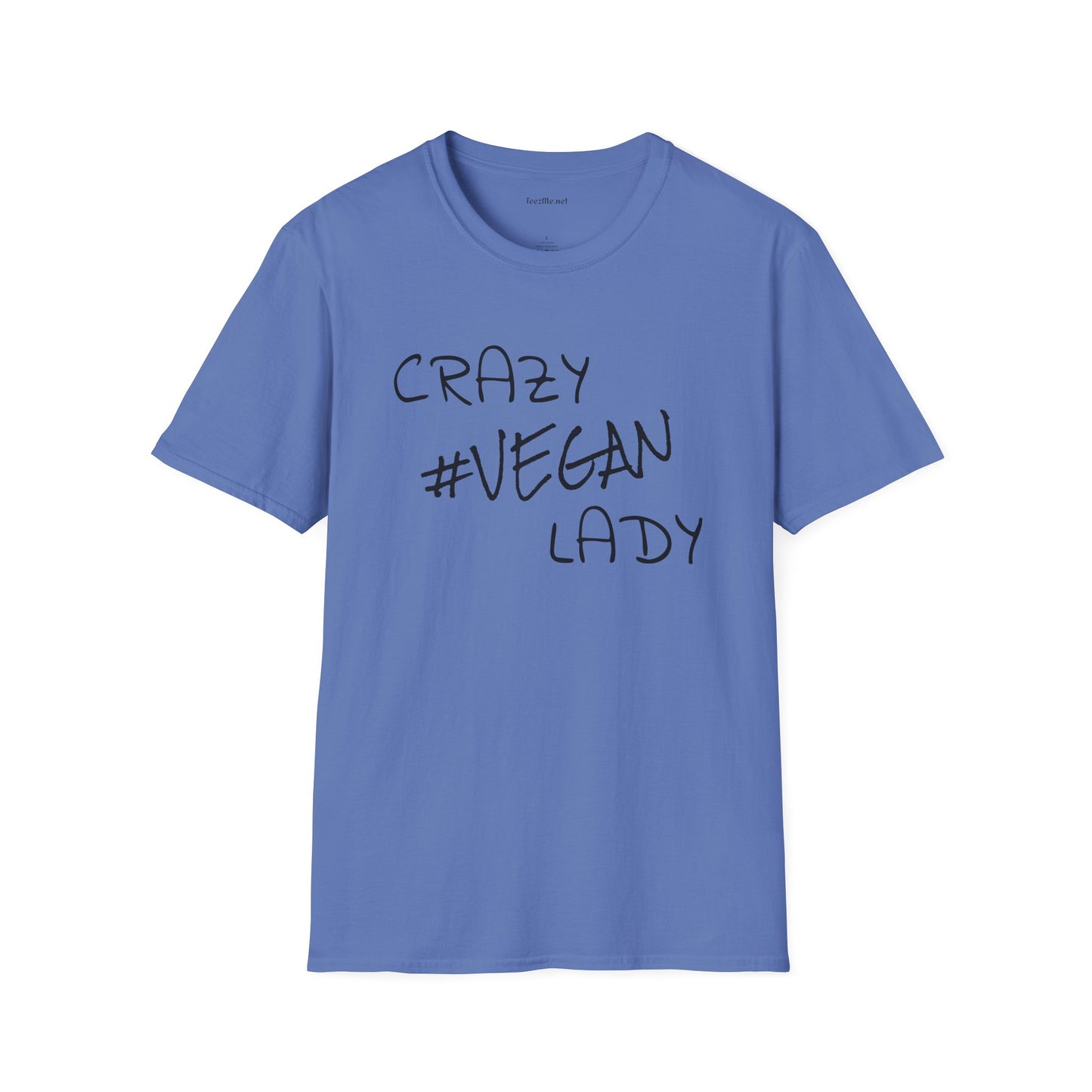 Crazy #Vegan Lady Unisex Softstyle T-Shirt 100% Cotton Graphic