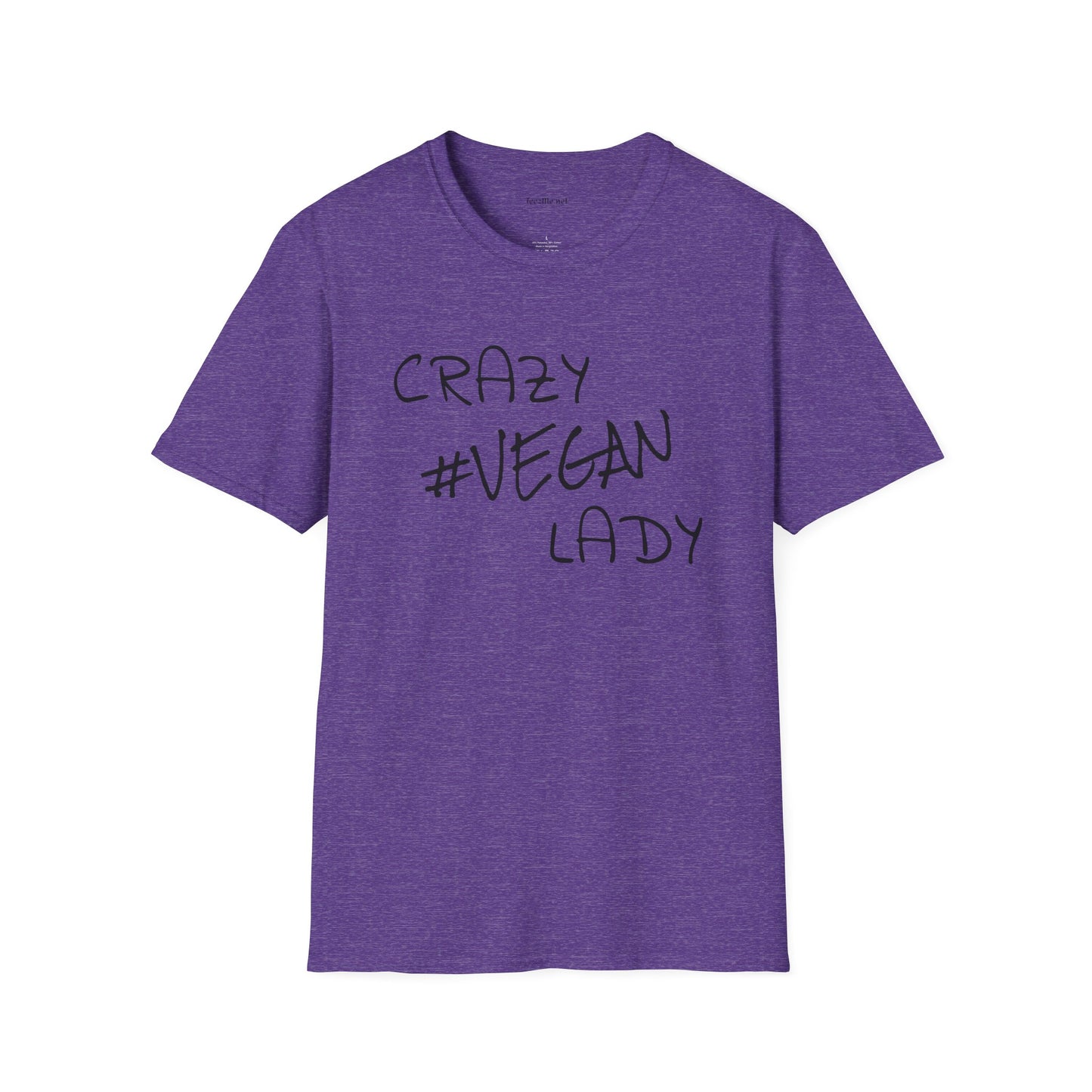 Crazy #Vegan Lady Unisex Softstyle T-Shirt 100% Cotton Graphic