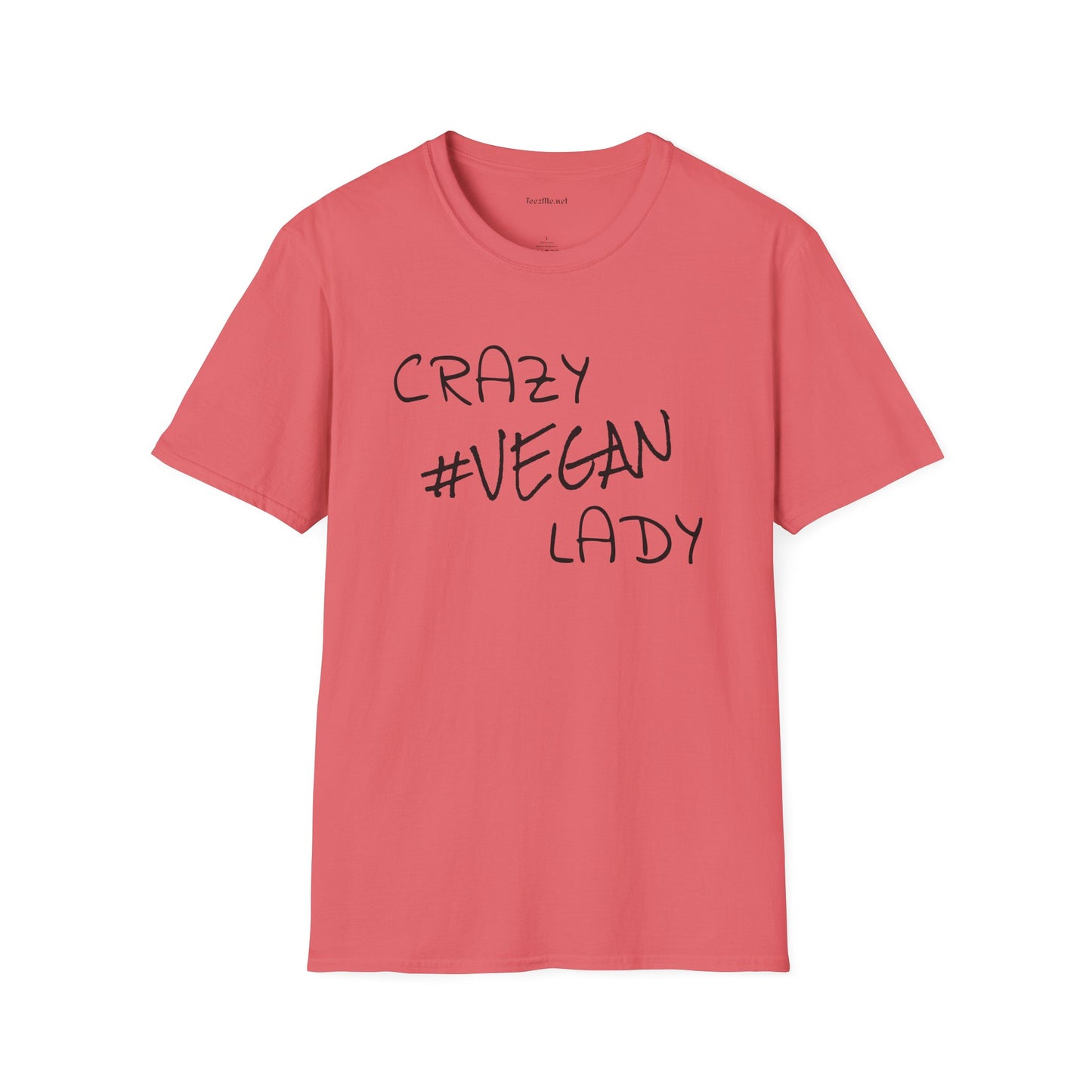 Crazy #Vegan Lady Unisex Softstyle T-Shirt 100% Cotton Graphic