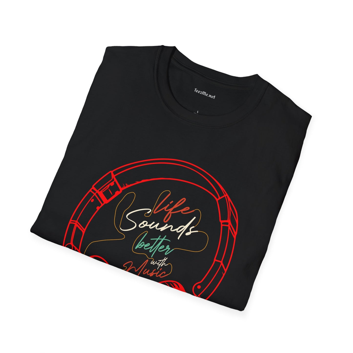 Life Sounds Better with Music Unisex Softstyle T-Shirt 100% Cotton Graphic