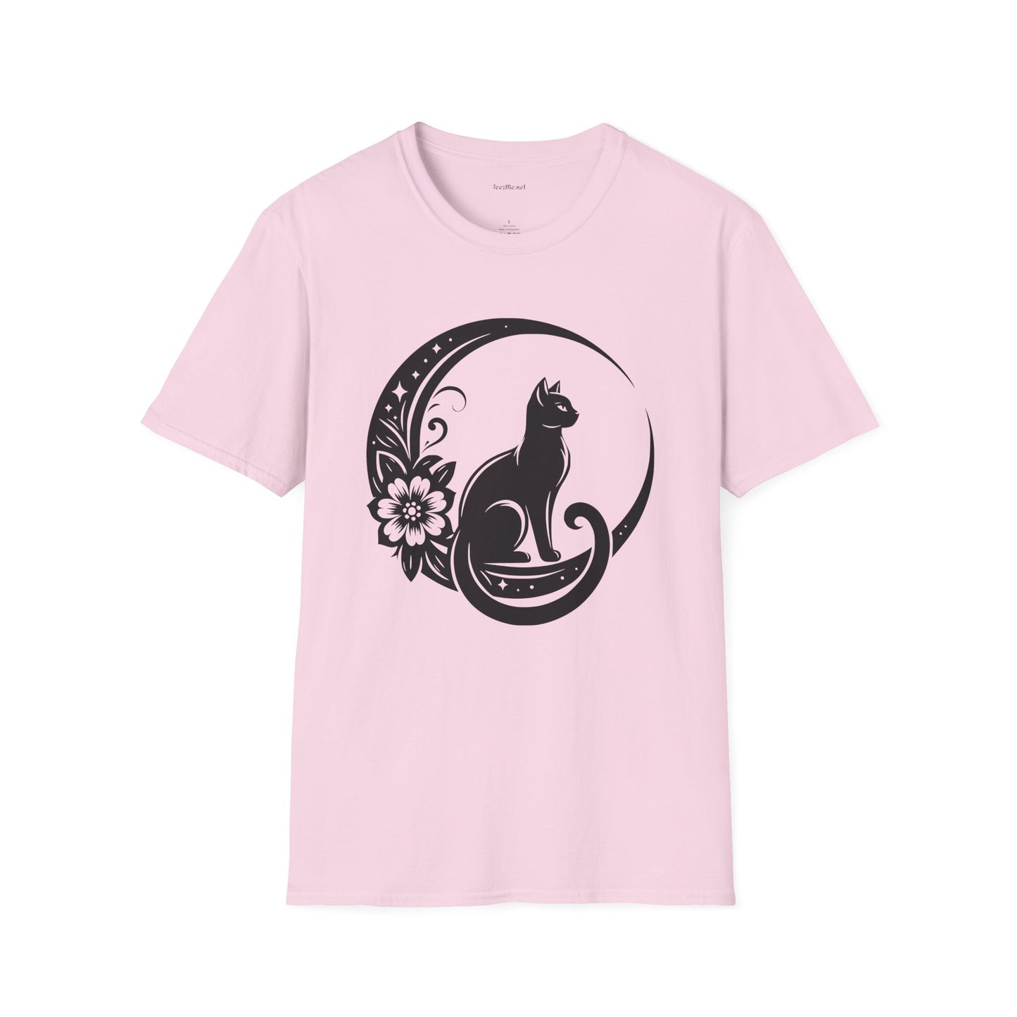 Crescent Moon Cat - Unisex Softstyle T-Shirt 100% Cotton Graphic