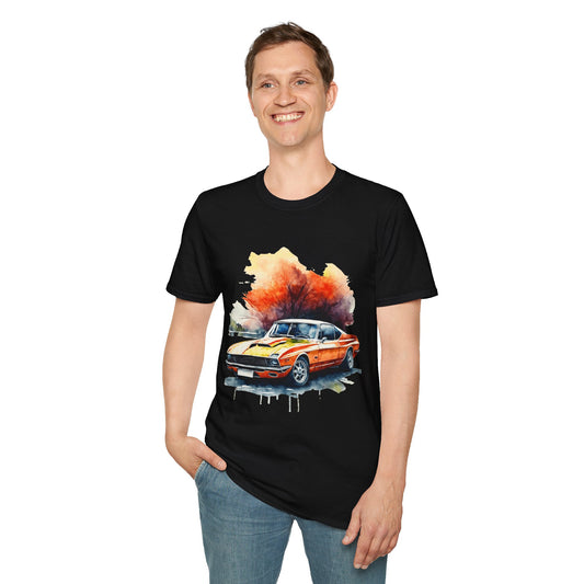 Mustang Car - Unisex Softstyle T-Shirt 100% Cotton Graphic
