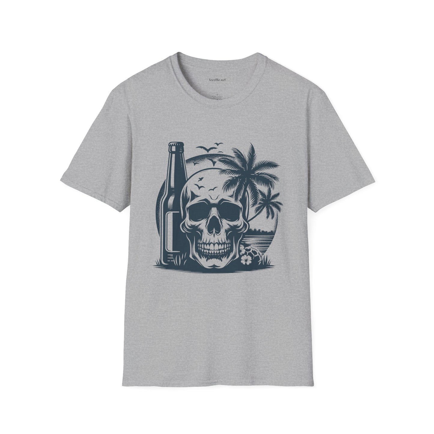 Skull with Beer 02 Unisex Softstyle T-Shirt 100% Cotton