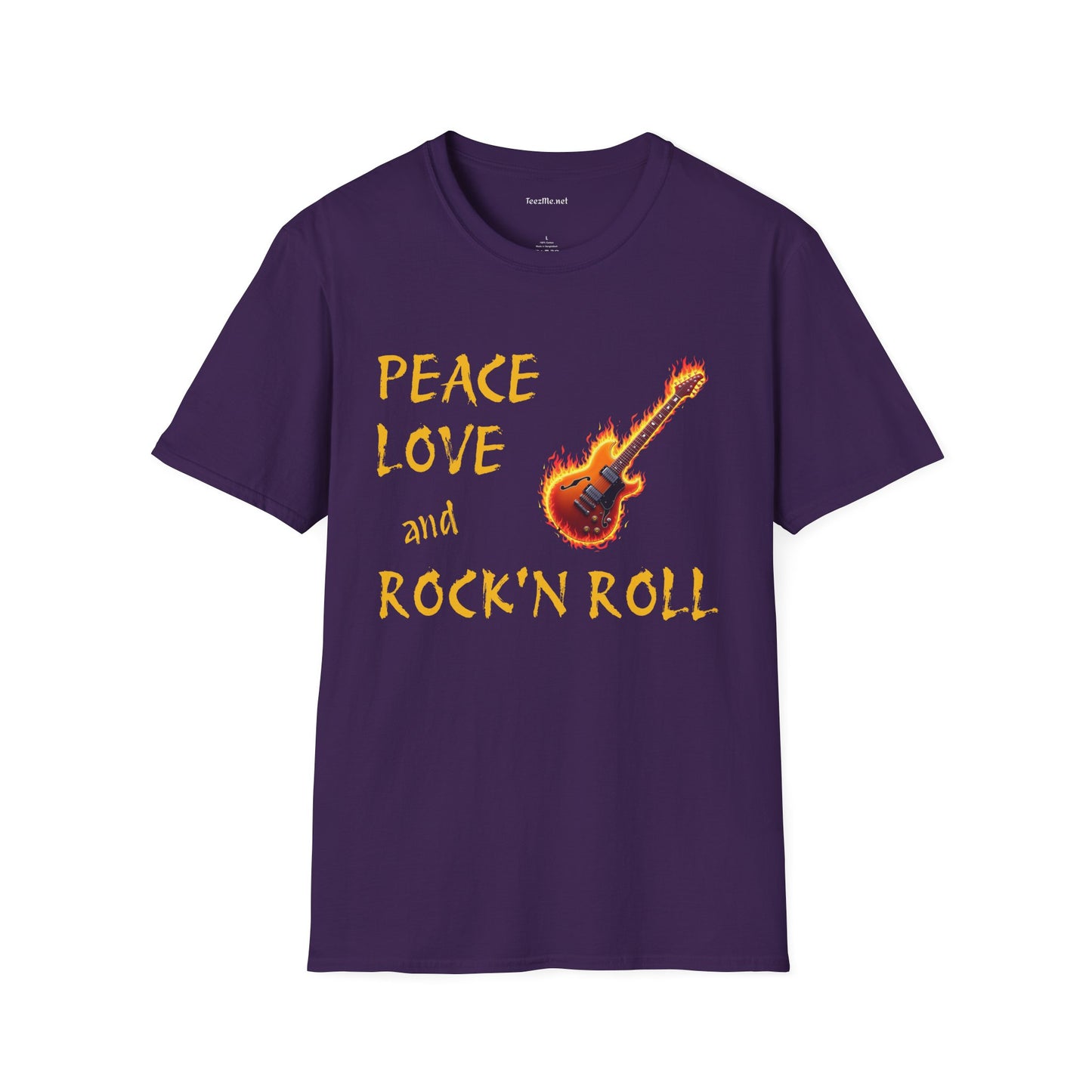 Peace Love and Rock'n Roll - Unisex Softstyle T-Shirt 100% Cotton Graphic