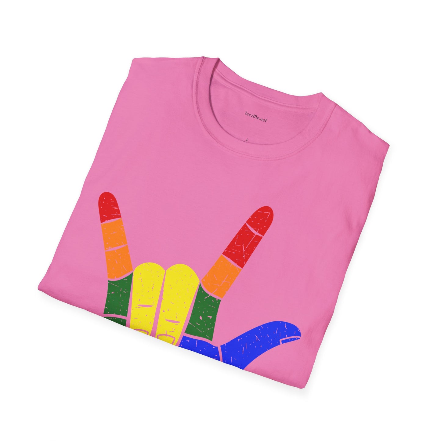 ASL Love LGBT  - Unisex Softstyle T-Shirt 100% Cotton Graphic