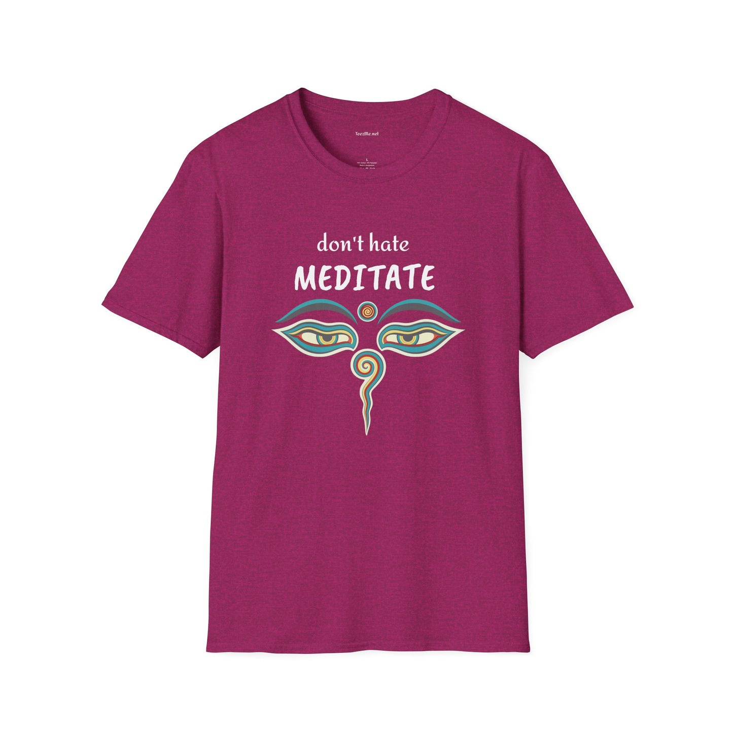 Don't hate MEDITATE - Unisex Softstle T-Shirt 100% Cotton Graphic #yoga