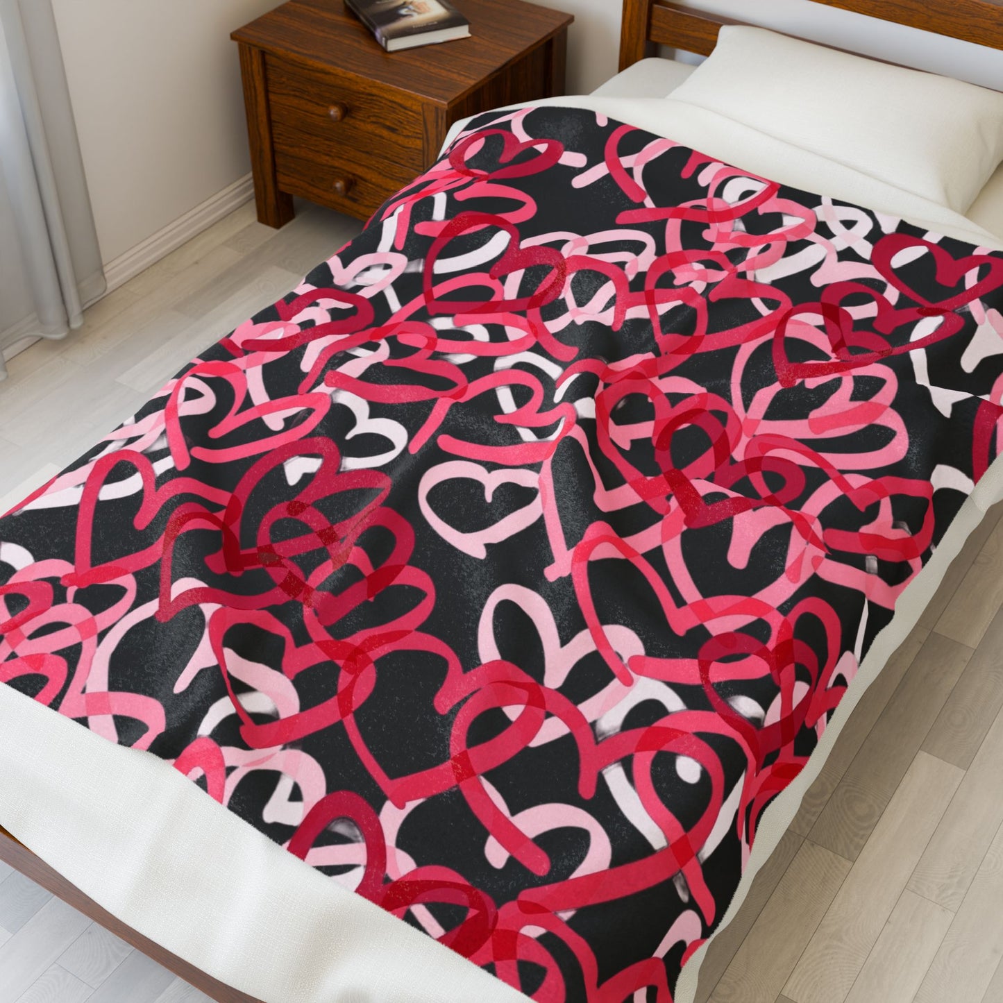 Hearts for Her Velveteen Plush Blanket
