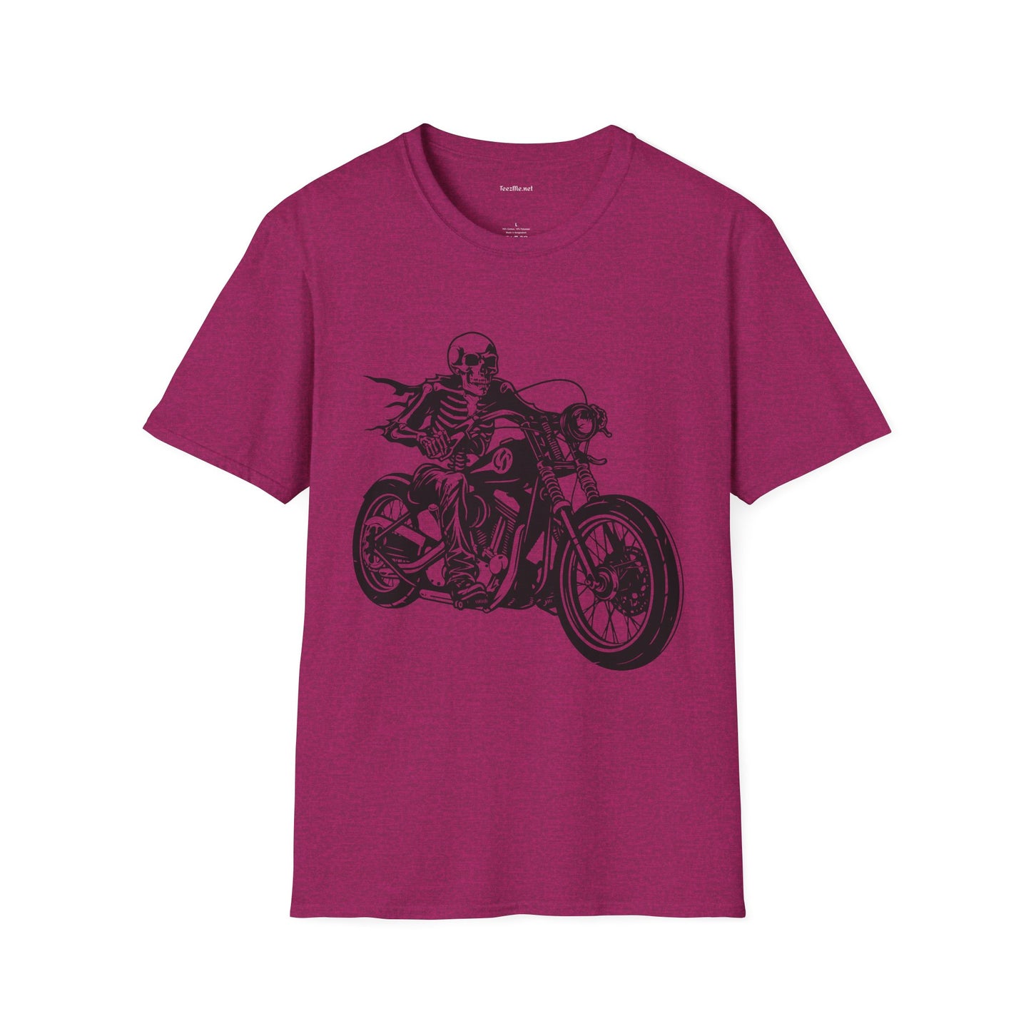 Skeleton Riding a Motorcycle Unisex Softstyle T-Shirt 100% Cotton Graphic