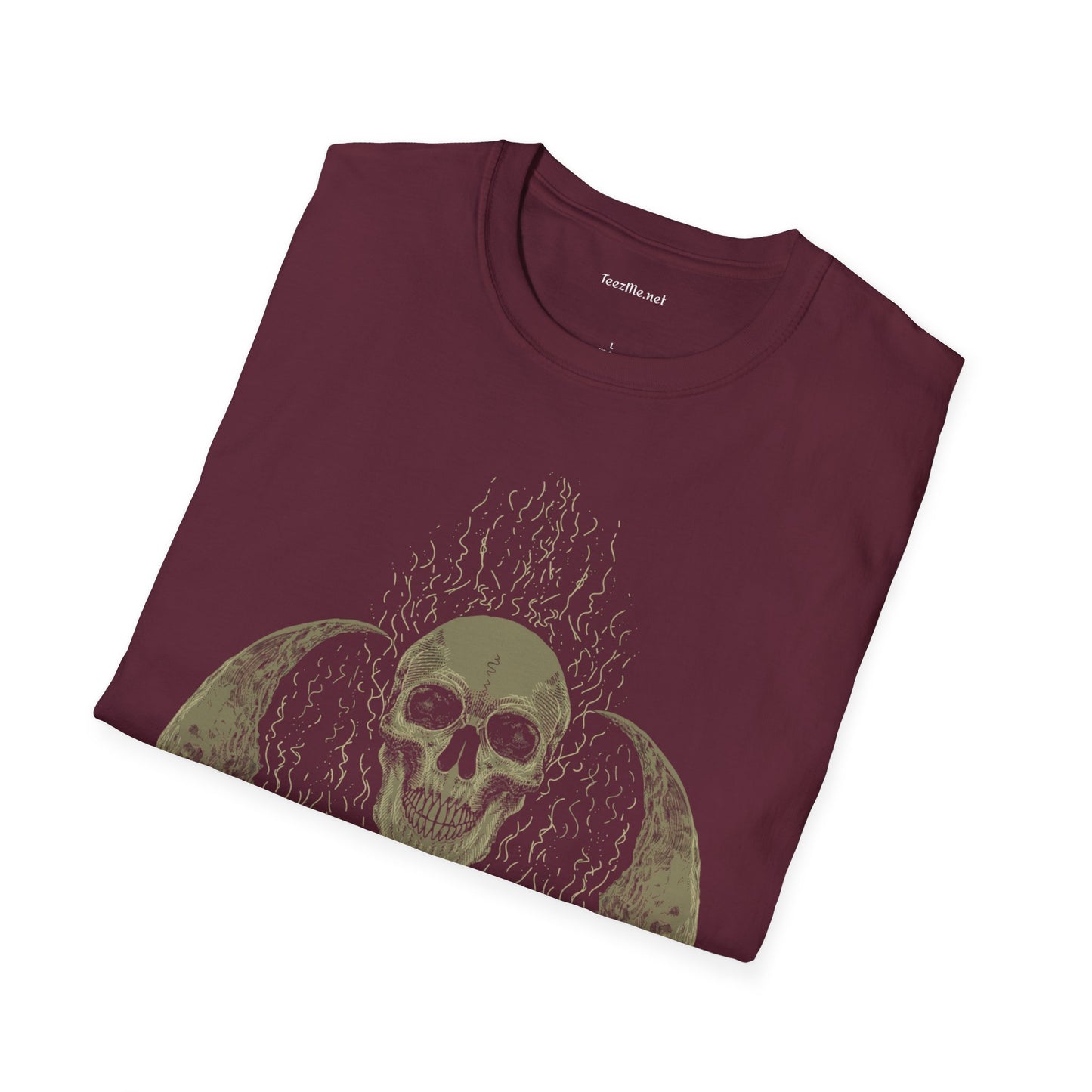 Skull Head Moon Fire Unisex Softstyle T-Shirt 100% Cotton