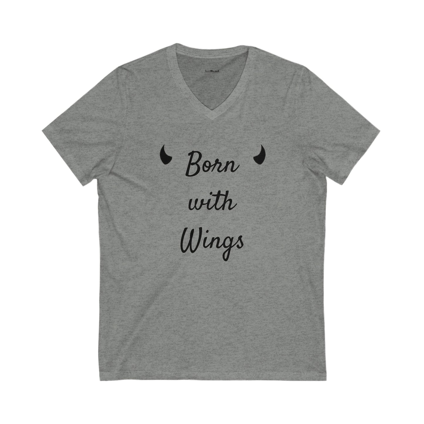 Born with Wings - Unisex Jersey Short Sleeve V-Neck Tee