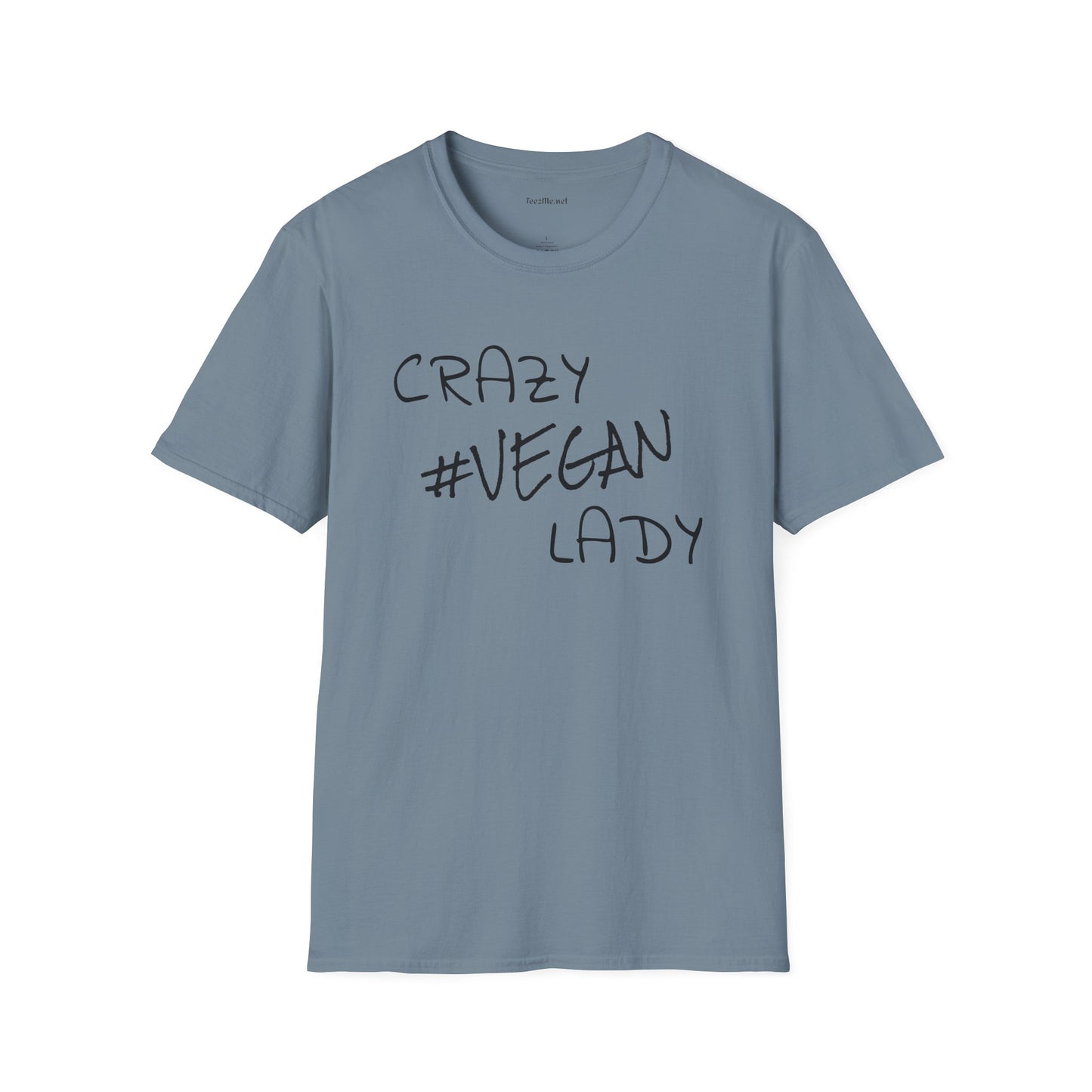 Crazy #Vegan Lady Unisex Softstyle T-Shirt 100% Cotton Graphic