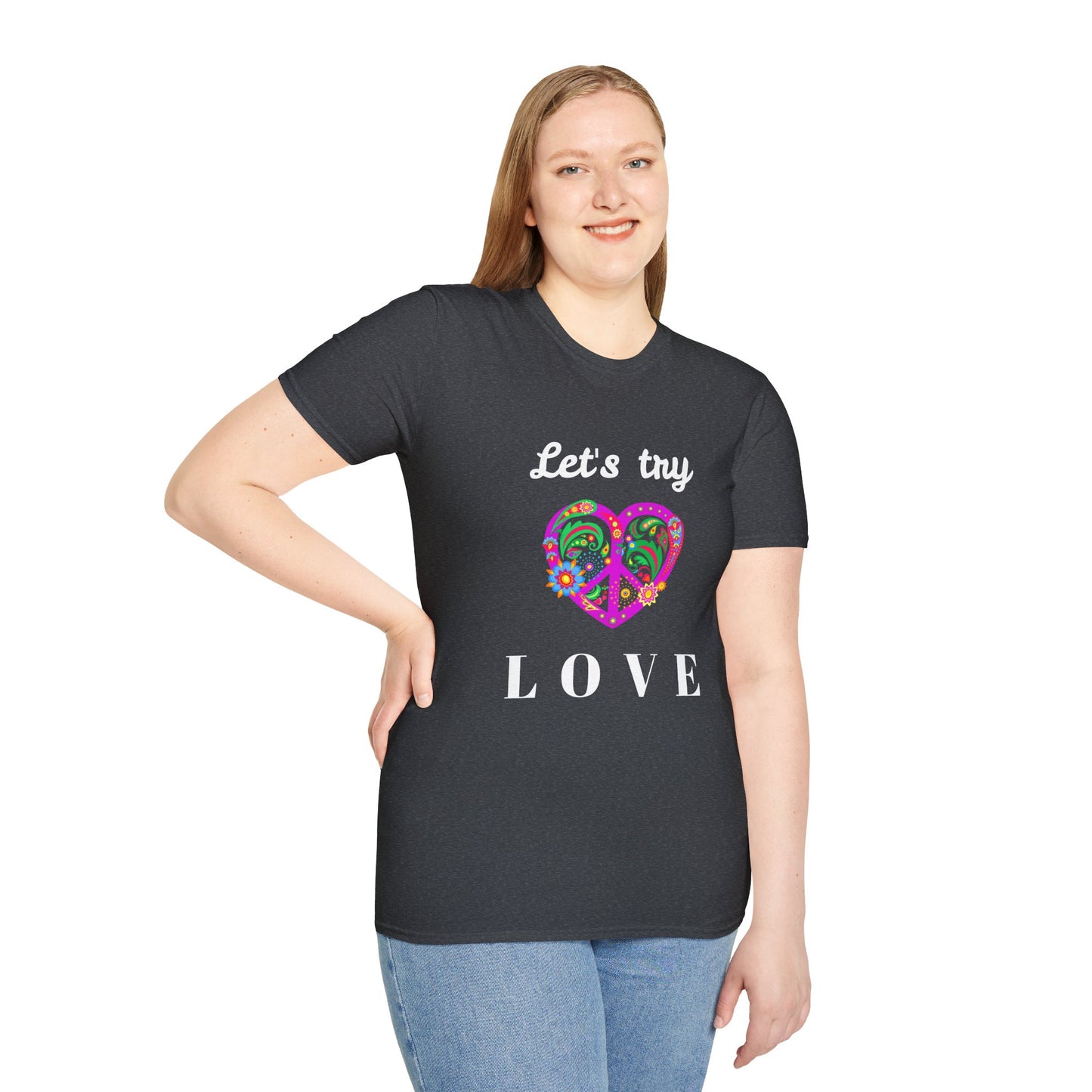 Let's Try Love - Unisex Softstyle T-Shirt 100% Cotton Graphic