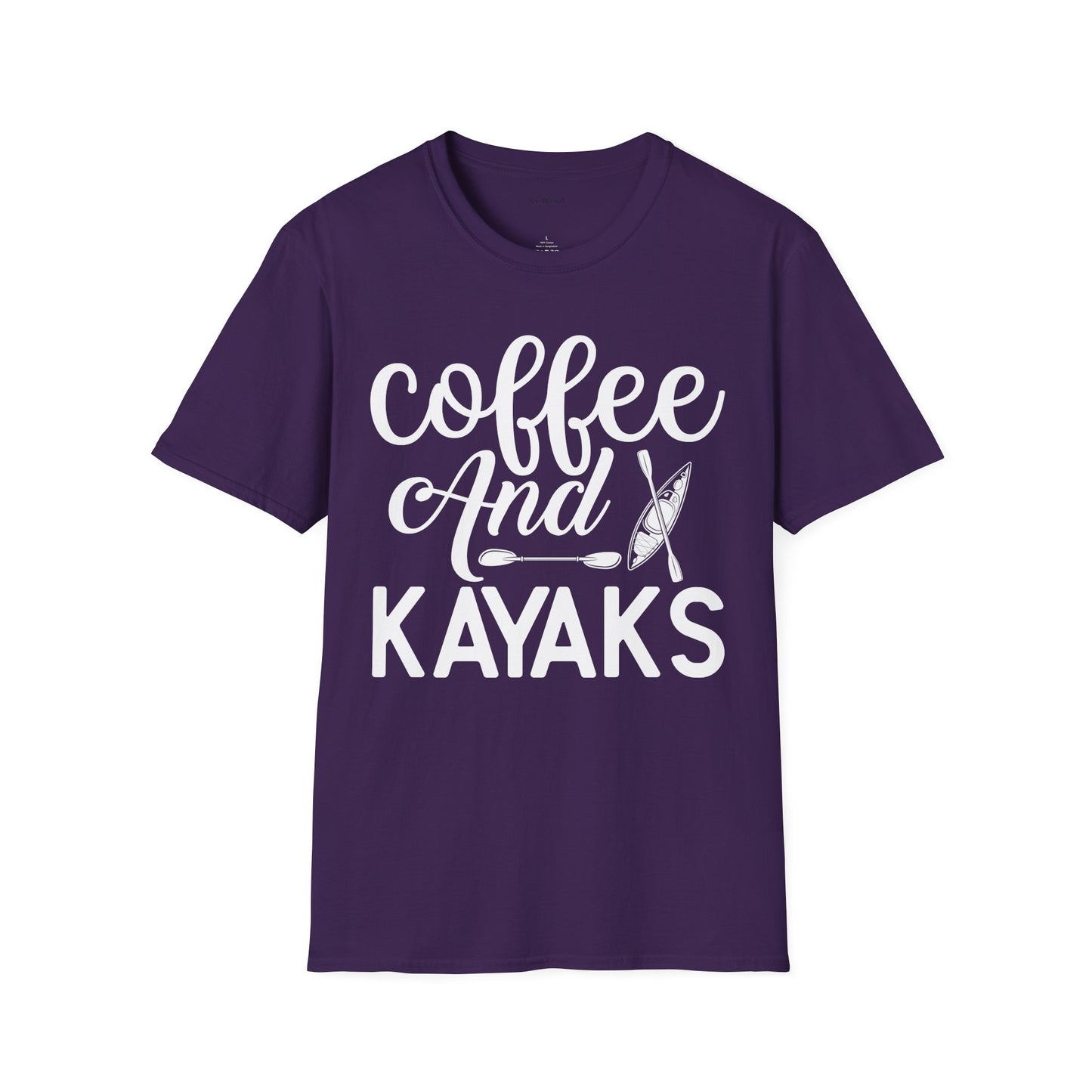 Coffee and Kayaks - Unisex Softstyle T-Shirt 100% Cotton Graphic