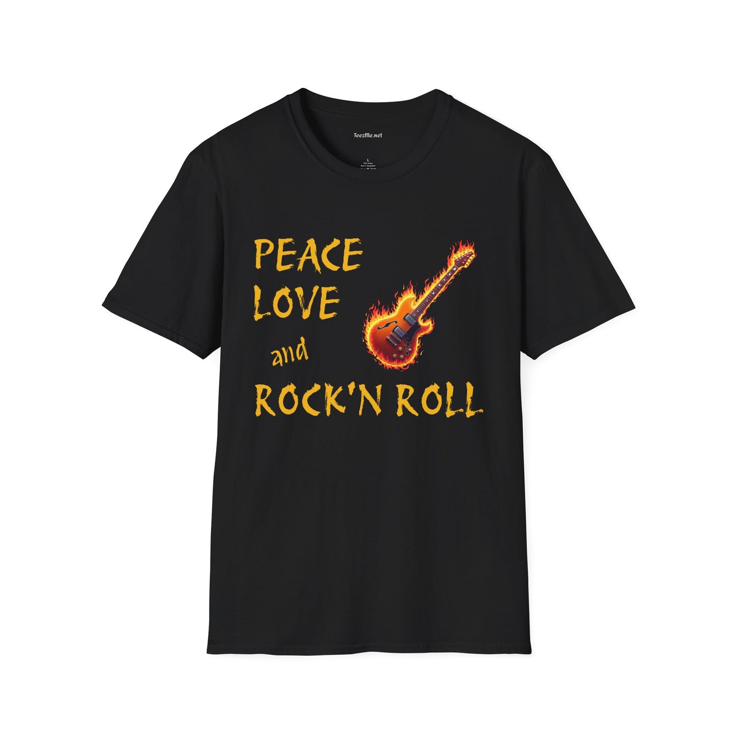 Peace Love and Rock'n Roll - Unisex Softstyle T-Shirt 100% Cotton Graphic