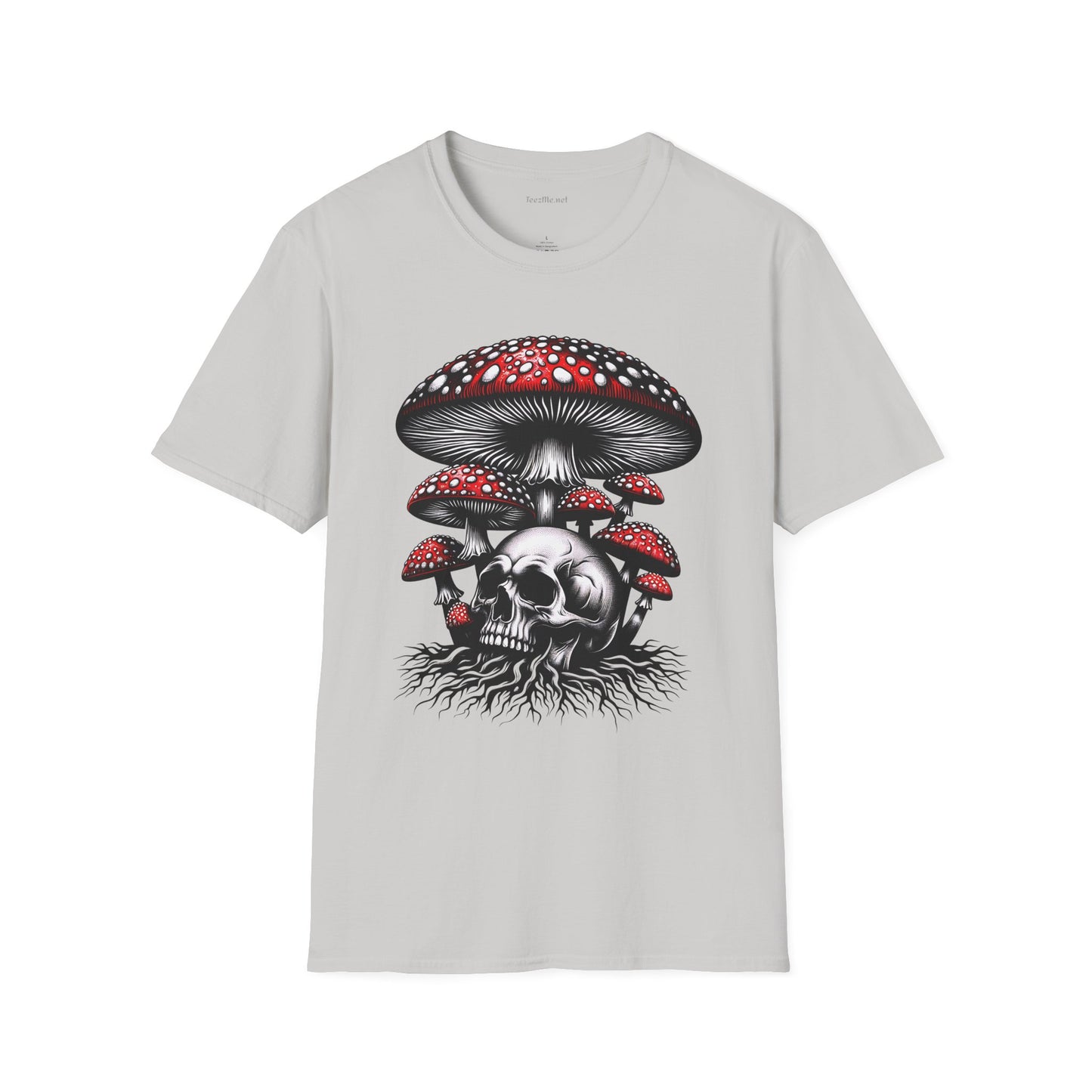 Skull with Mushroom Unisex Softstyle T-Shirt 100% Cotton Graphic