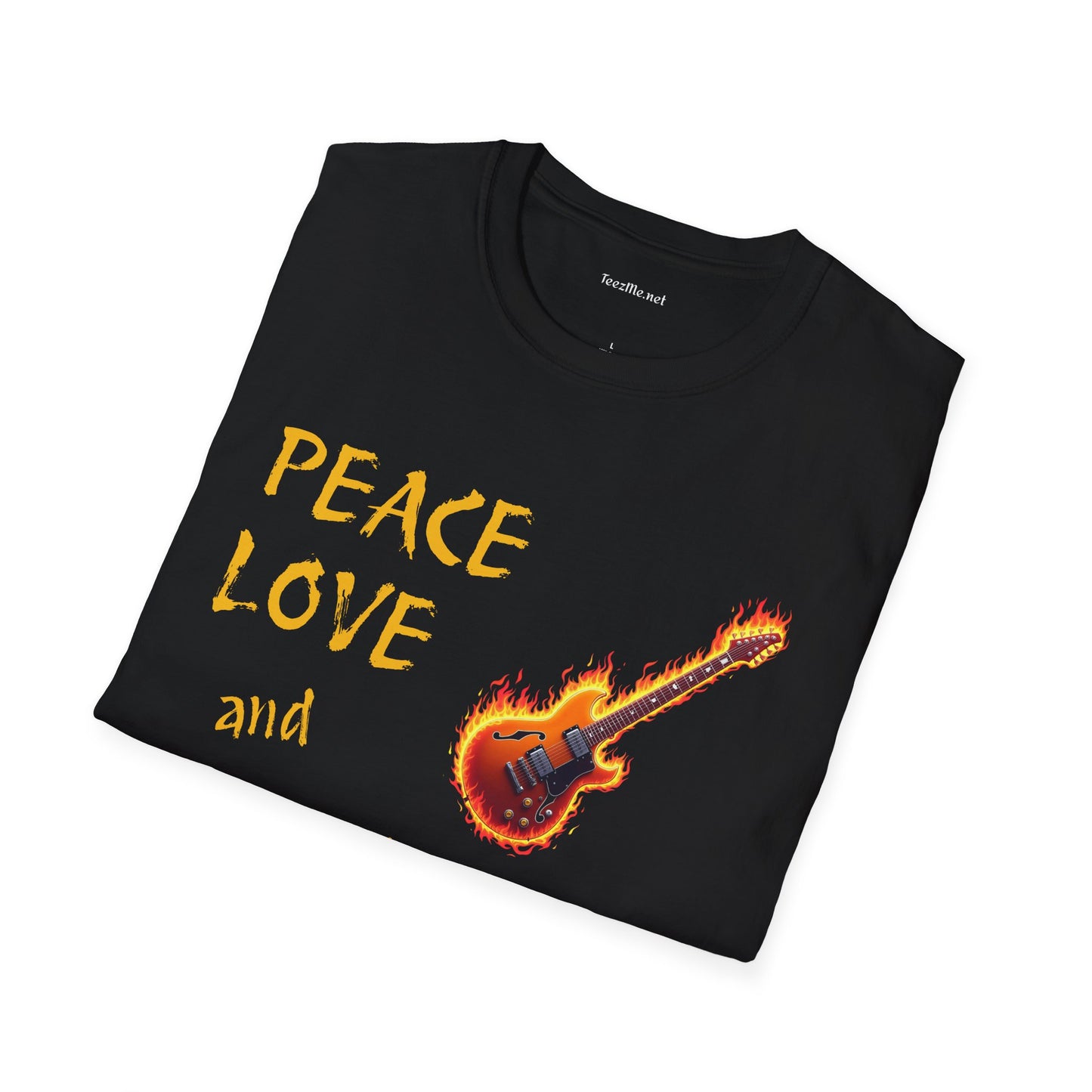 Peace Love and Rock'n Roll - Unisex Softstyle T-Shirt 100% Cotton Graphic