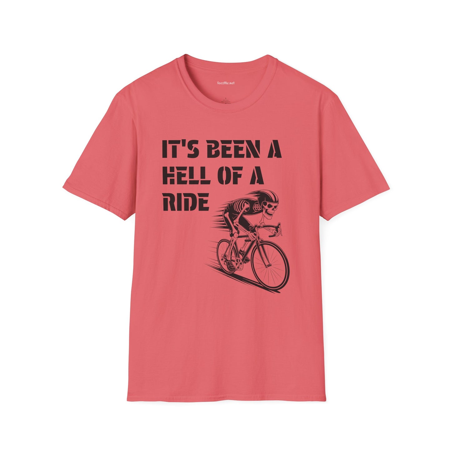 It's been a Hell of a Ride (skeleton on bicycle) Unisex Softstyle T-Shirt 100% Cotton Graphic