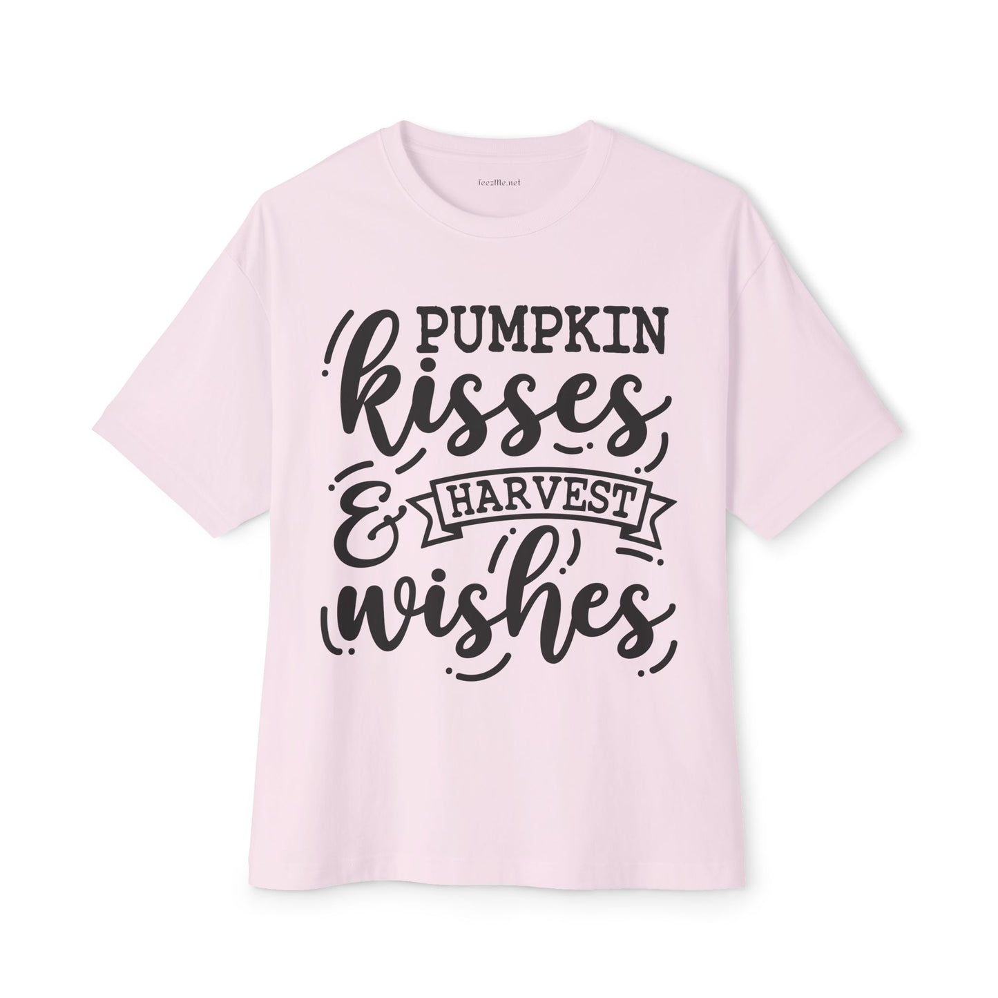 Pumpkin Kisses and Harvest Wishes Unisex Oversized Boxy Tee