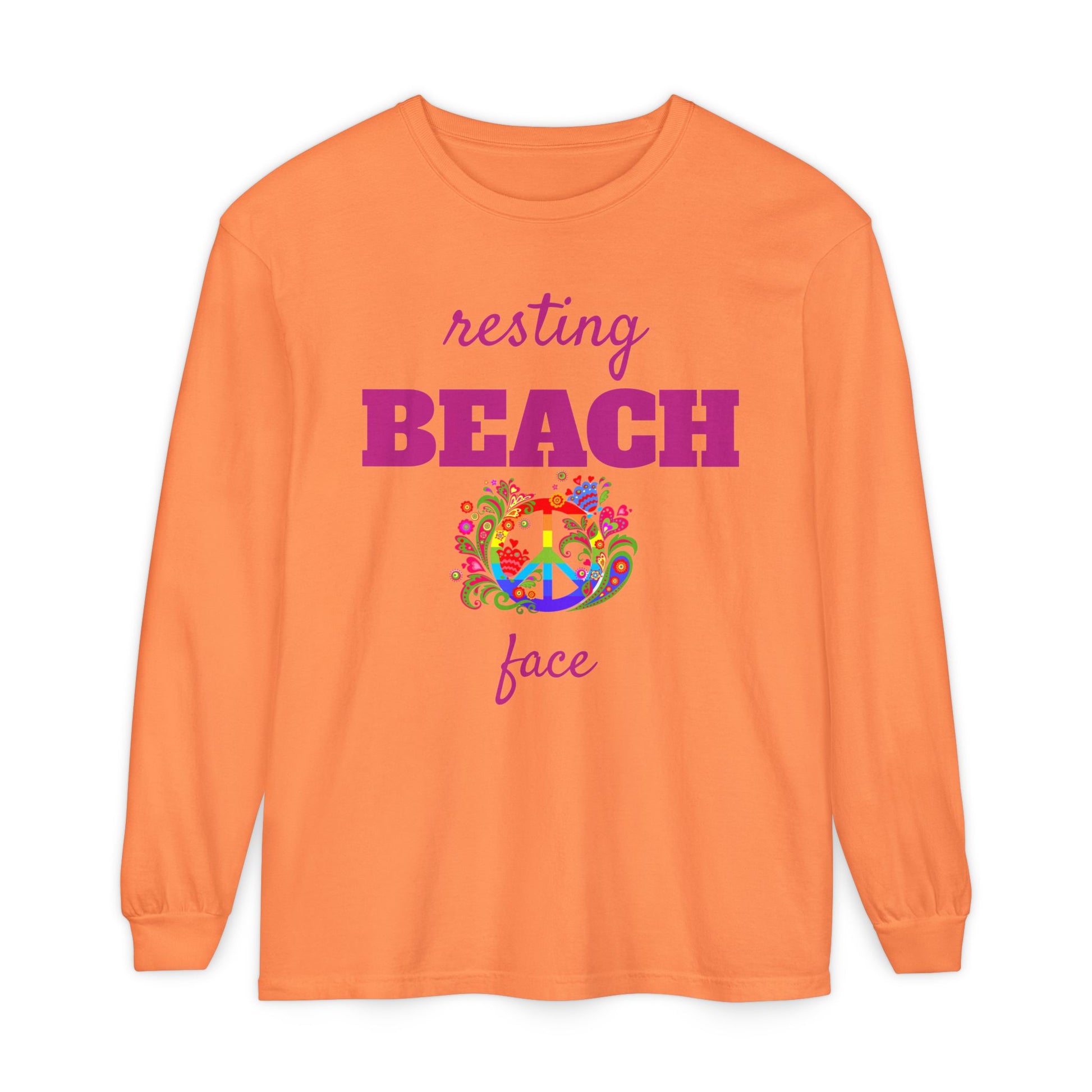 Resting Beach Face - Unisex Garment-dyed Long Sleeve T-Shirt