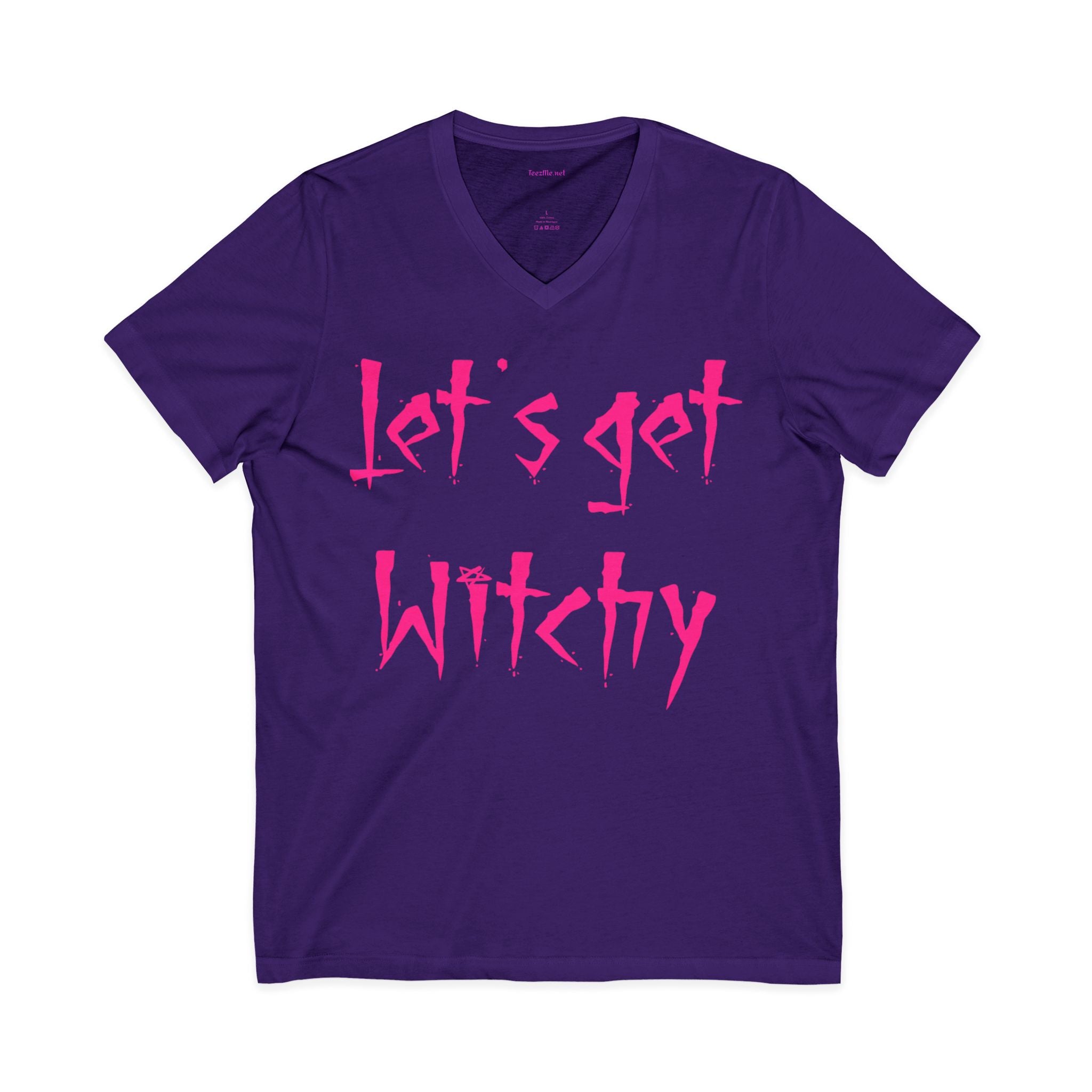 Let's Get Witchy V-Neck Tee — Pink Witch Shirt