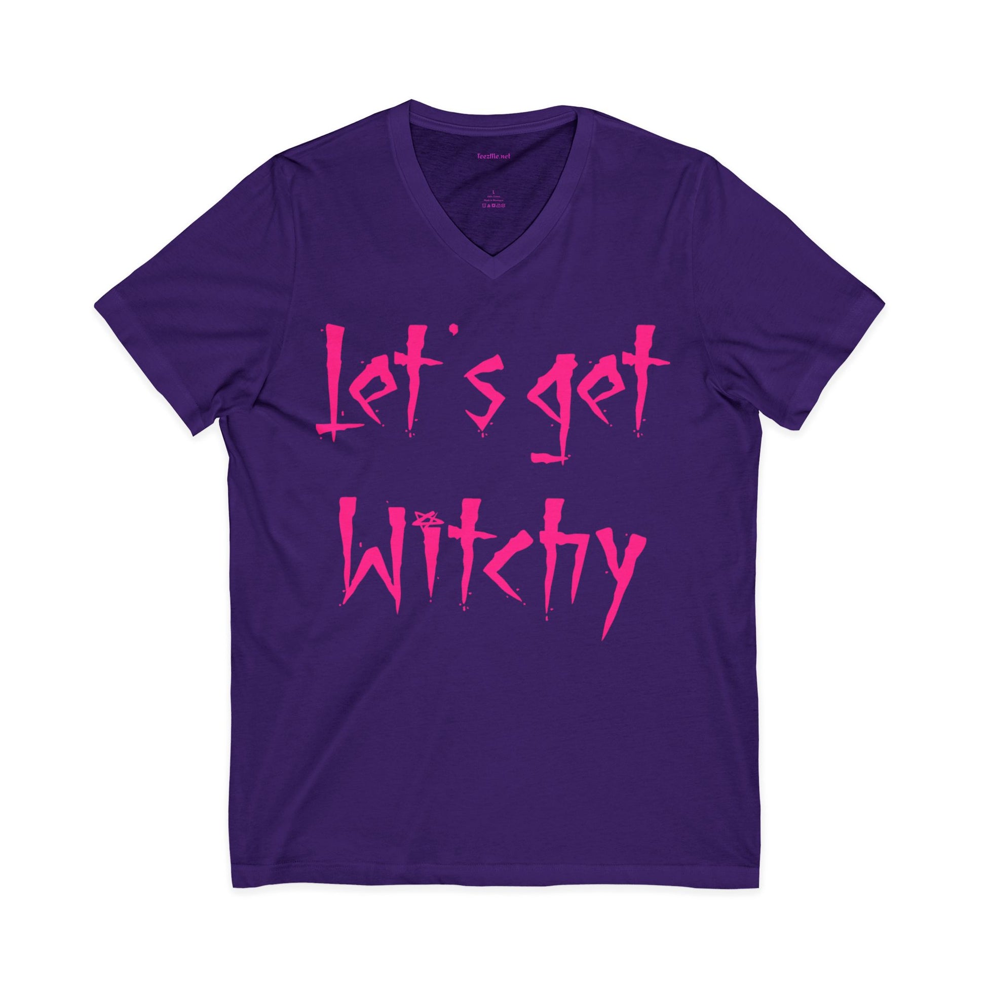 Let's Get Witchy V-Neck Tee — Pink Witch Shirt