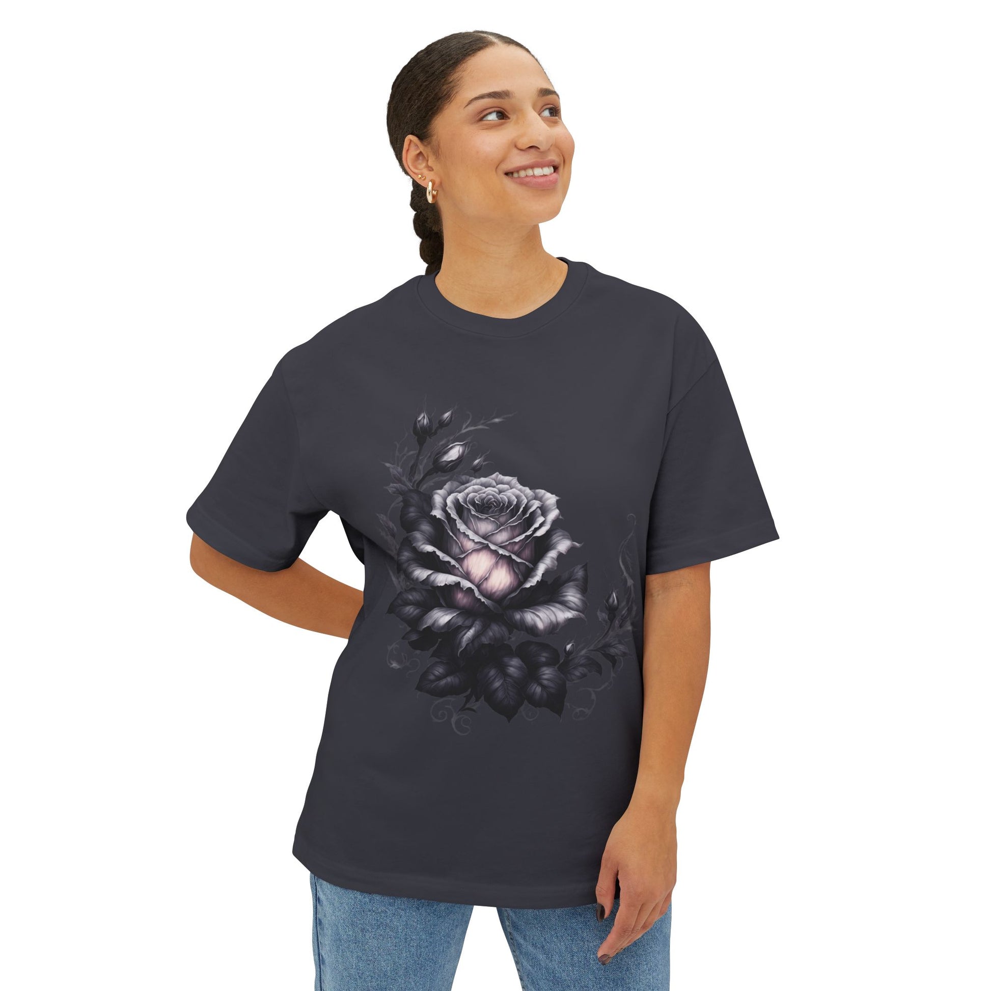 Black Rose - Unisex Oversized Boxy Tee