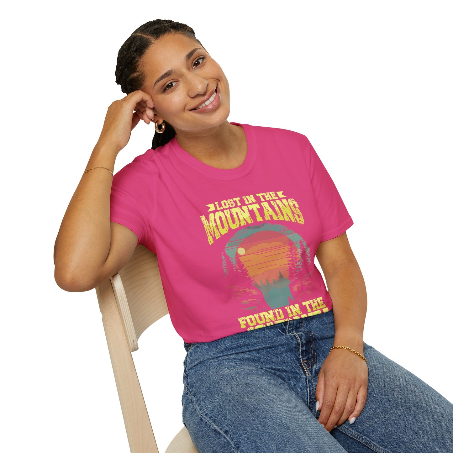 Lost in the Mountain - Unisex Softstyle T-Shirt 100% Cotton Graphic