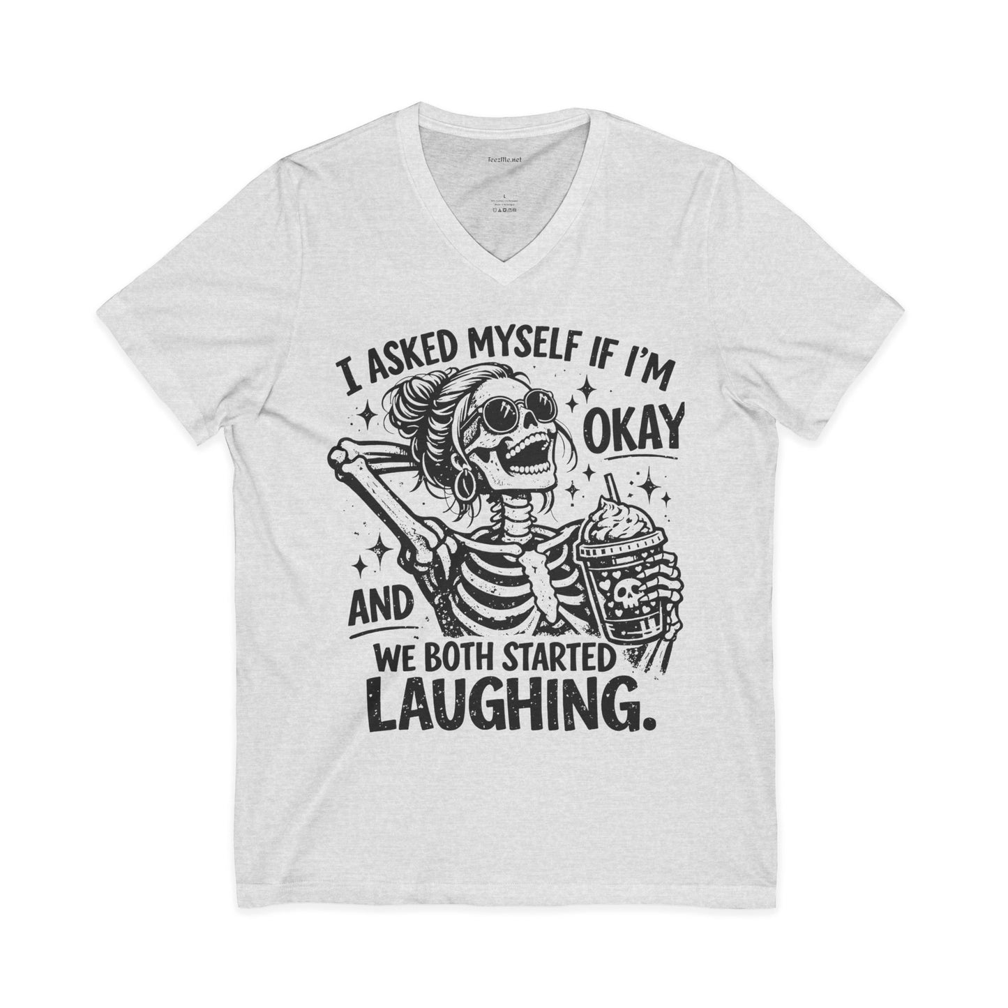 I Asked Myself If 03 Unisex Jersey Short Sleeve V-Neck Tee