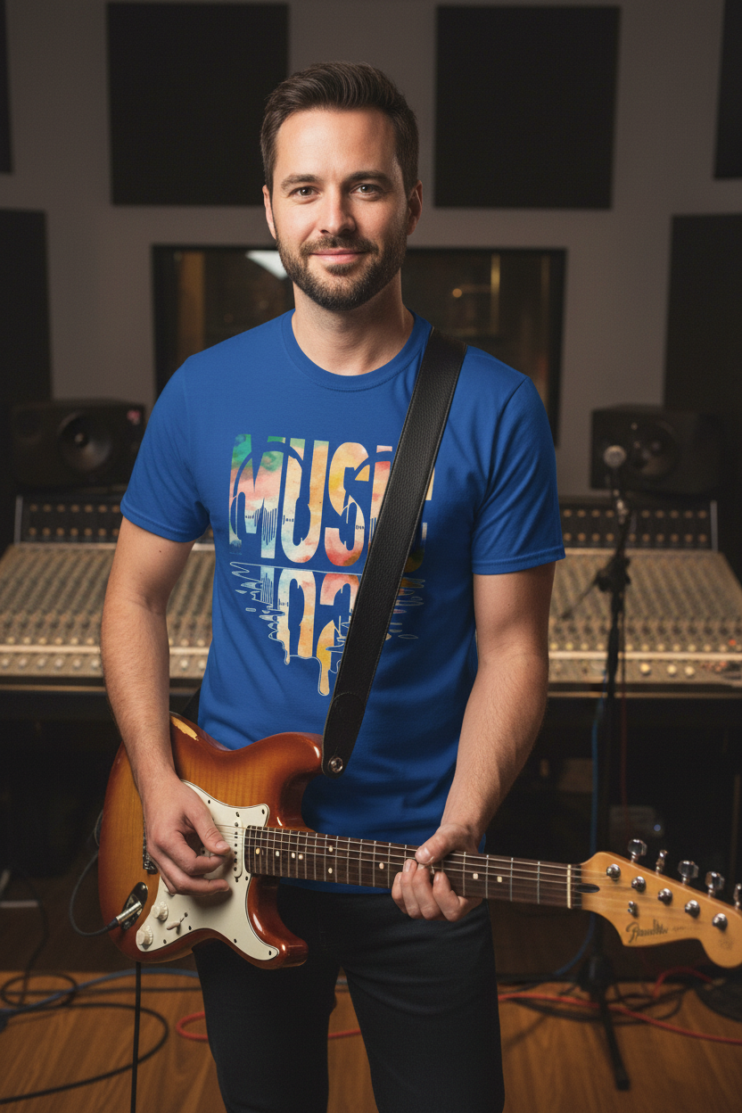 Music with Goldtones Unisex Softstyle T-Shirt 100% Cotton Graphic