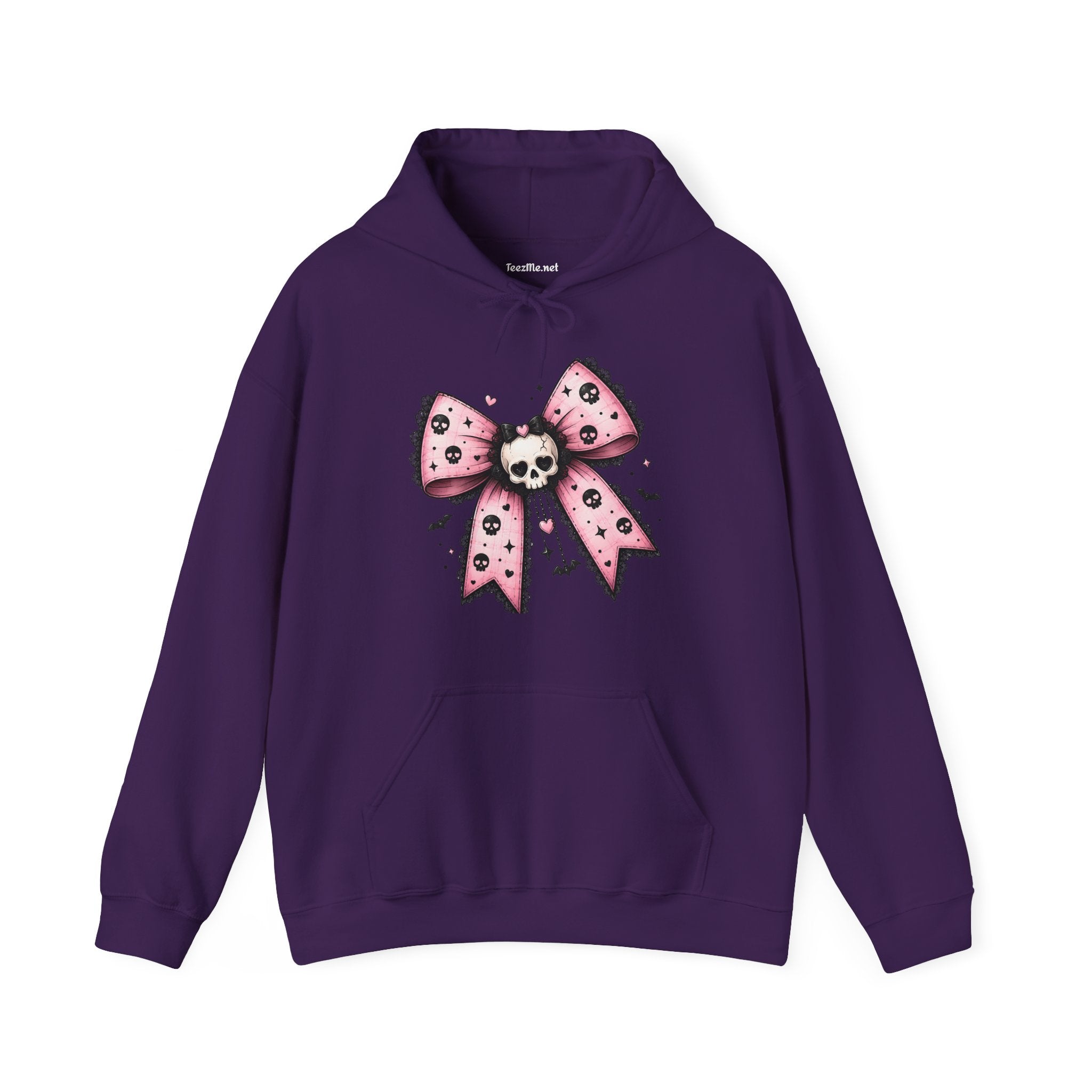 Pink Skull Bow Hoodie - Goth Cute Skull Ribbon Pullover