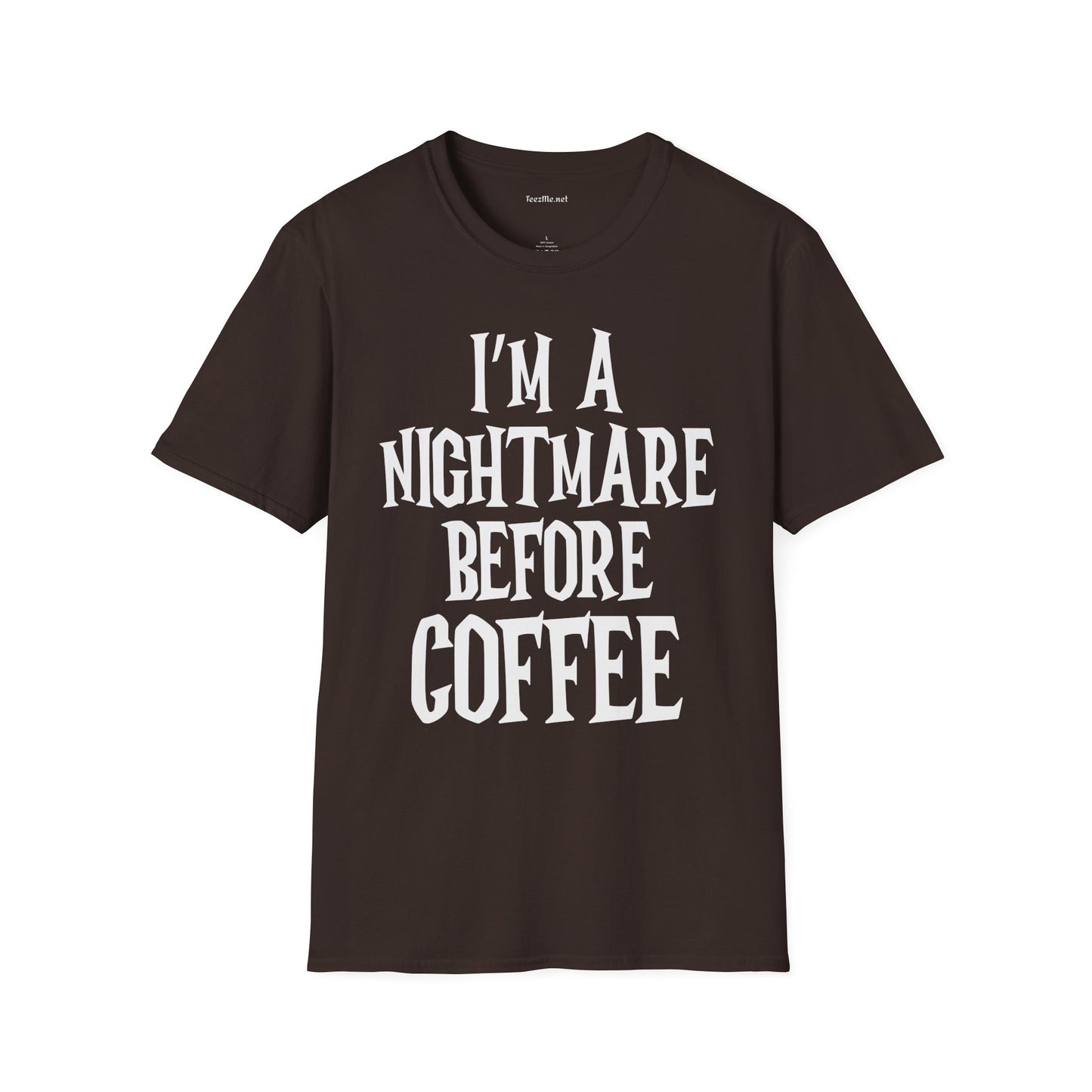 I'm a Nightmare Before Coffee Unisex Softstyle T-Shirt 100% Cotton Graphic