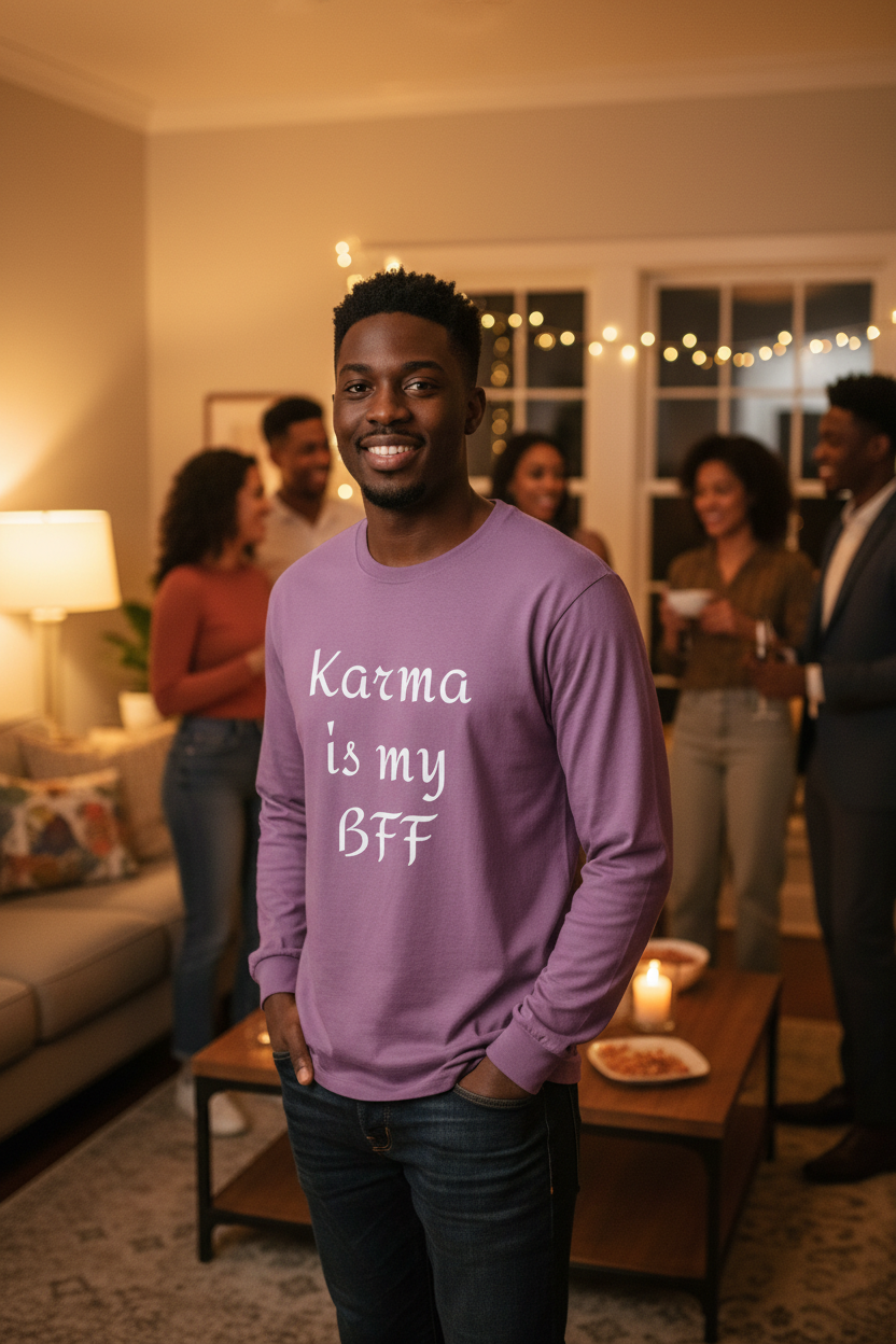 KARMA is my BFF - Unisex Garment-dyed Long Sleeve T-Shirt