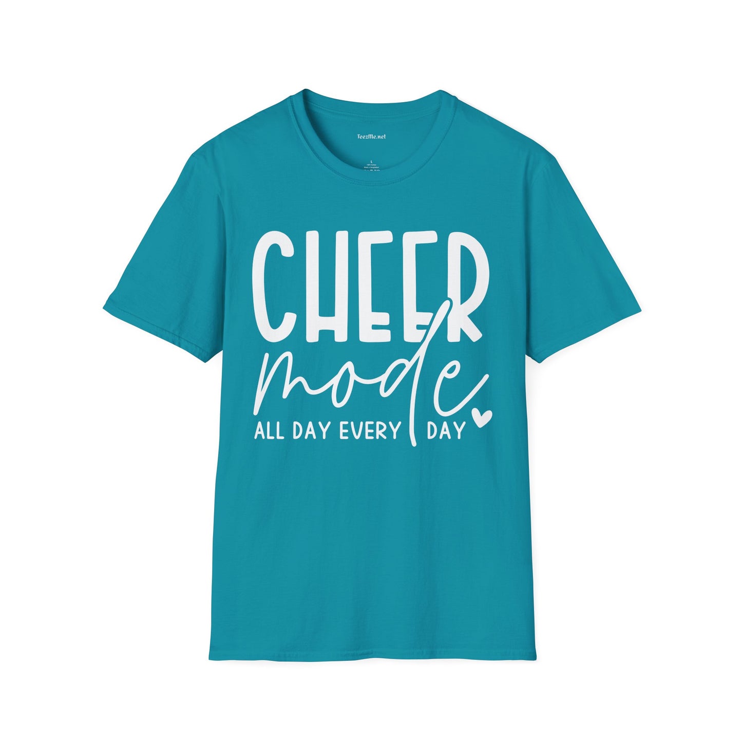 Cheer Mode All Day (white text) Unisex Soft Style T-Shirt 100% Cotton Graphic