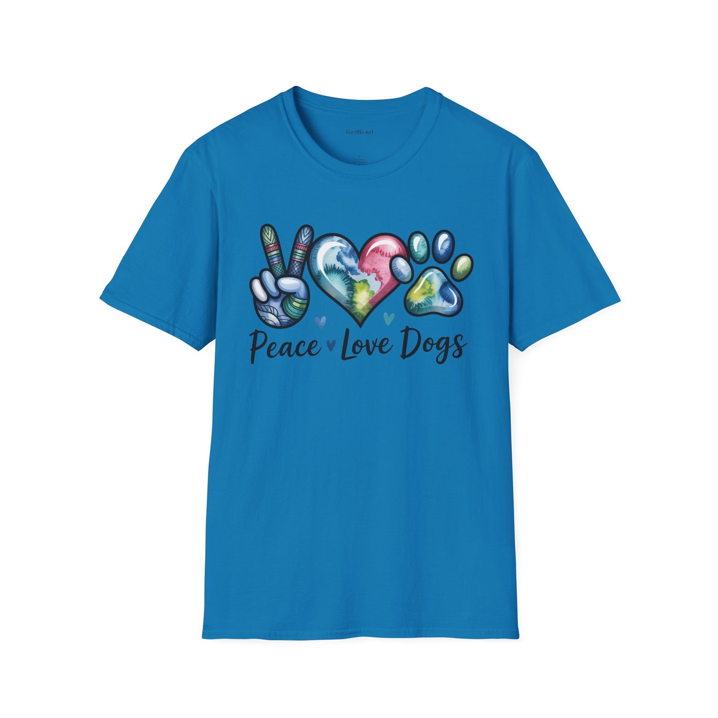 Peace Love Dogs Unisex Soft Style T-Shirt 100% Cotton Graphic