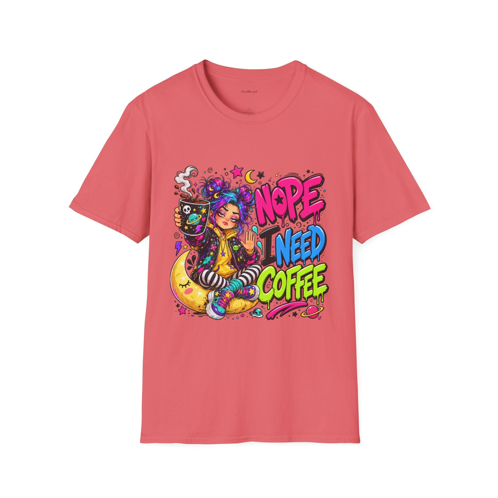 Nope I Need Coffee T‑Shirt — Colorful Coffee Lover Graphic Tee