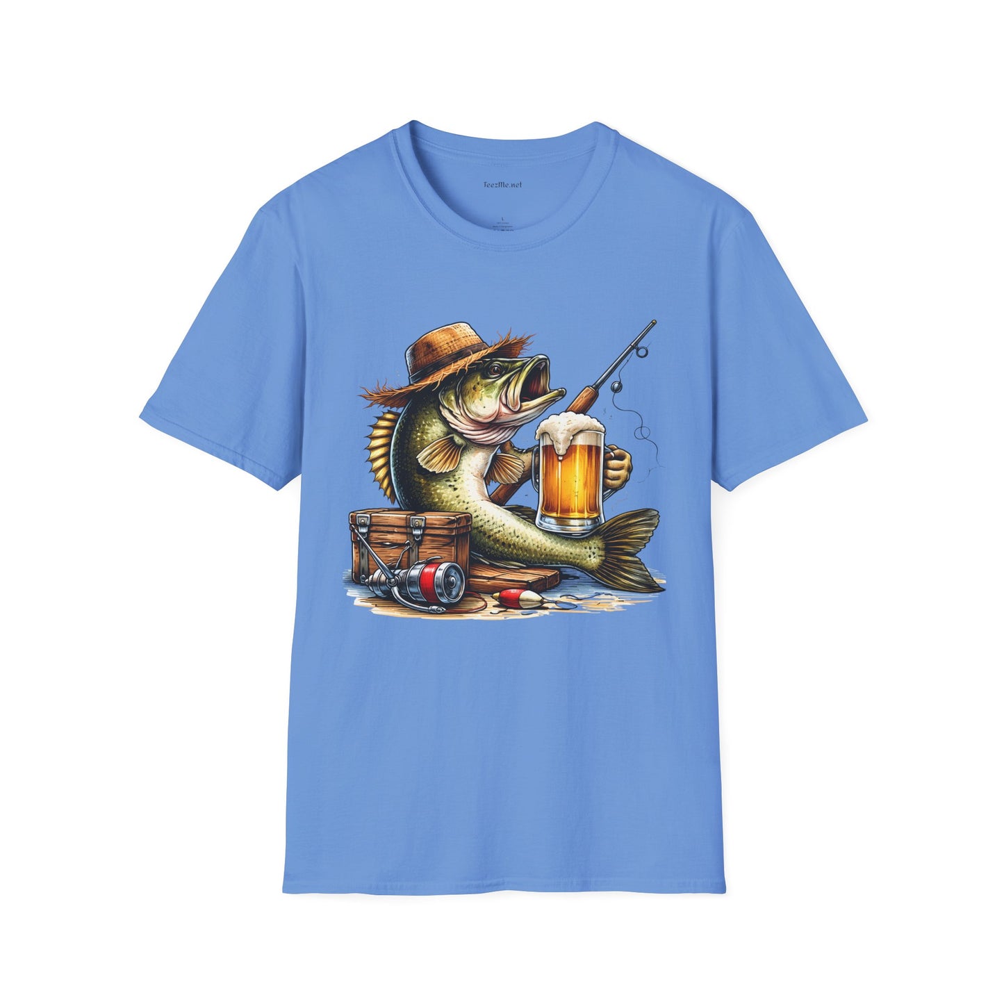 Bass Drinking Beer Unisex Soft Style T-Shirt 100% Cotton Graphic