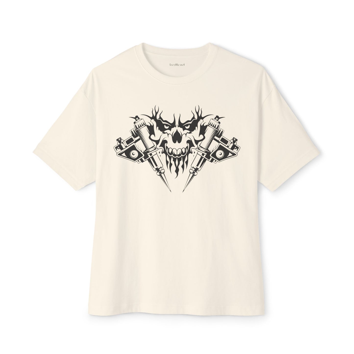 Crossed Tattoo Machine 01 Unisex Oversized Boxy Tee