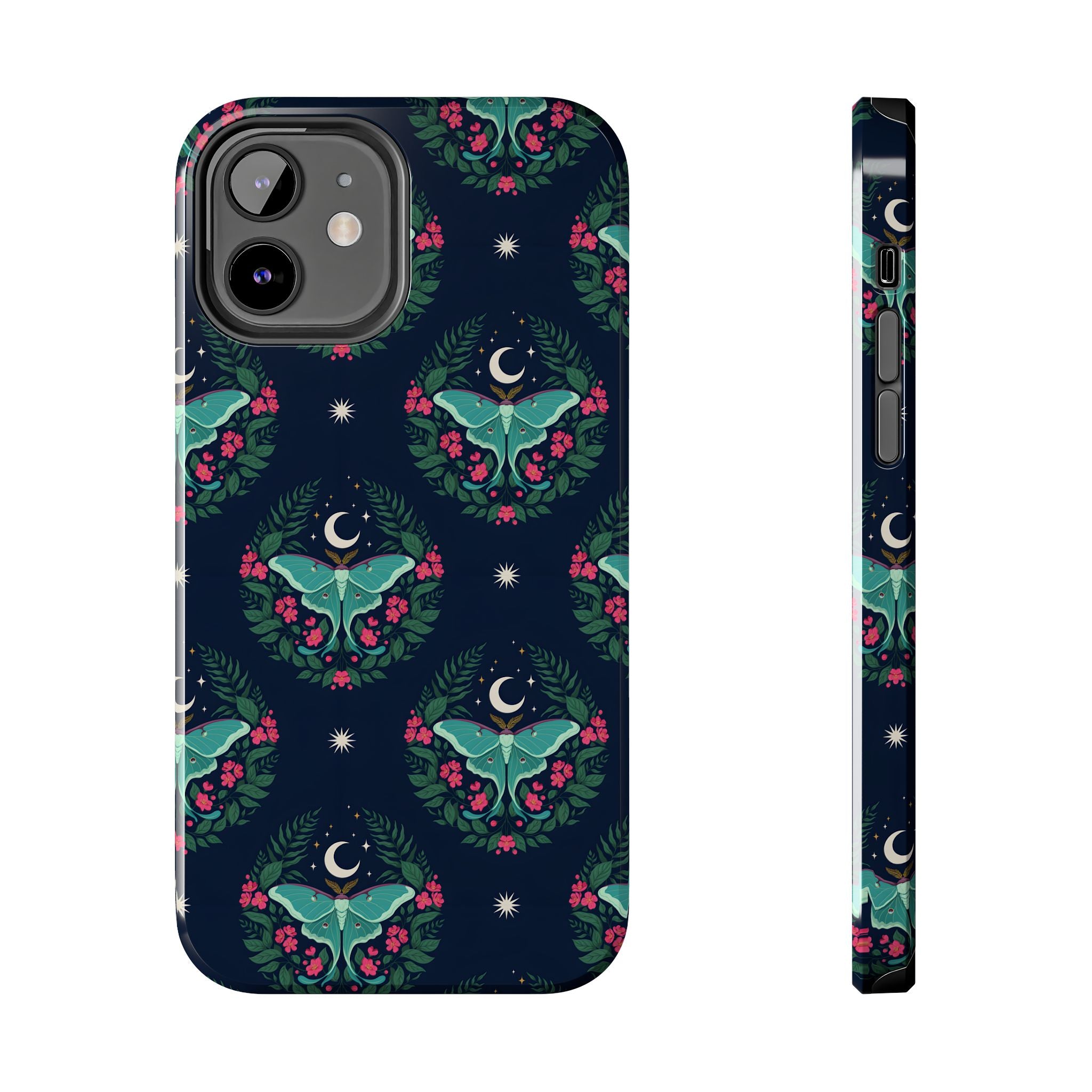 Moon Moth Tough Phone Case — Botanical Nightscape Protective Cover