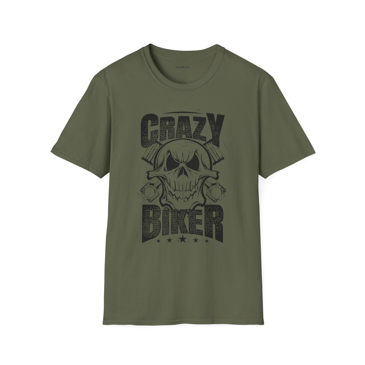 Crazy Biker Unisex Softstyle T-Shirt 100% Cotton Graphic