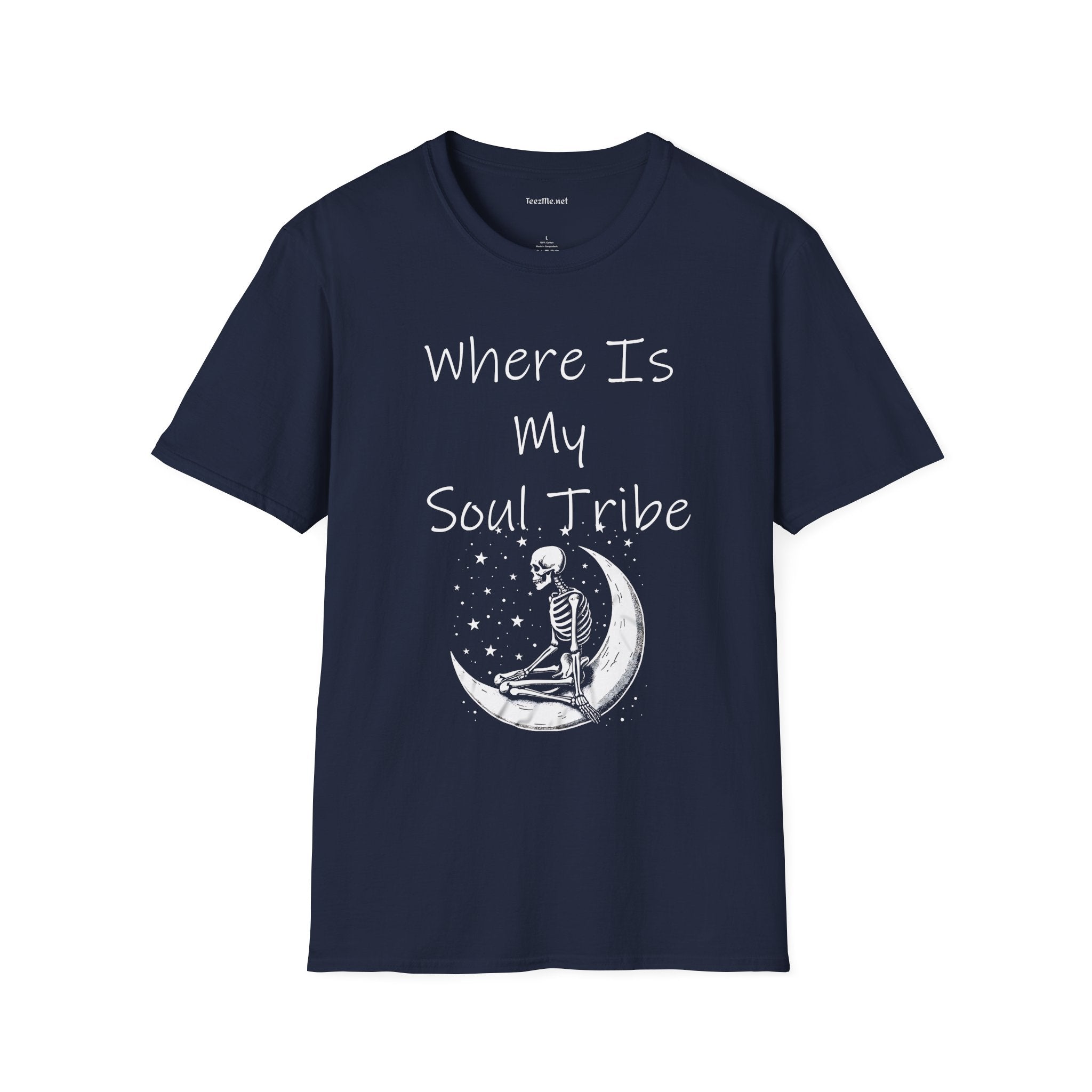 Where Is My Soul Tribe with Skeleton Unisex Soft Style T-Shirt 100% Cotton Graphic