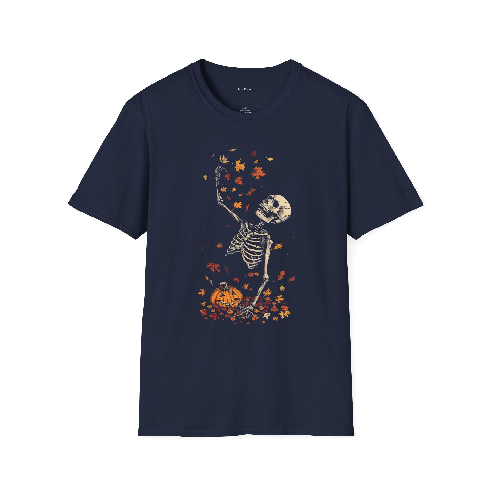 Skeleton & Falling Leaves Halloween T-Shirt