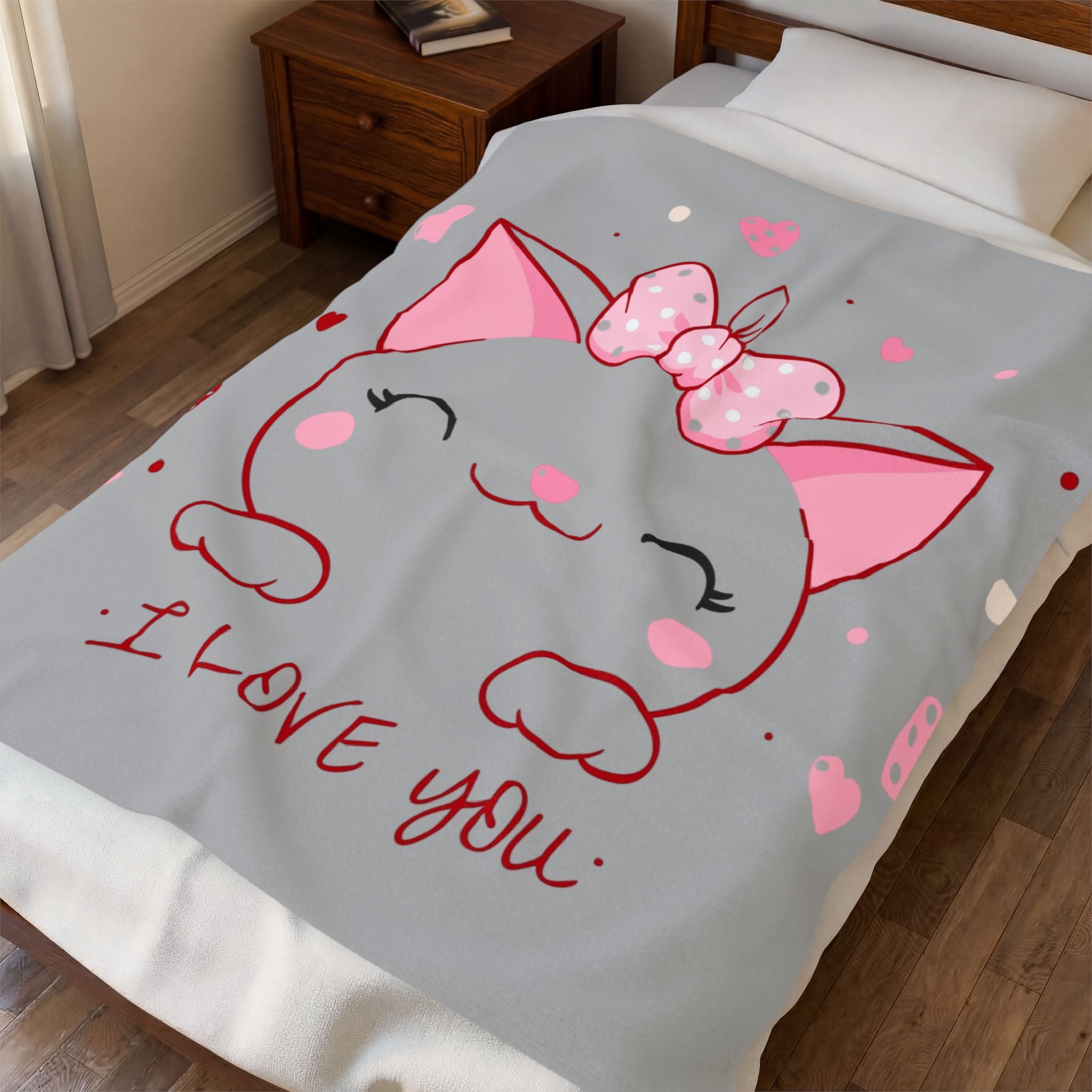 Kitty Love Velveteen Plush Blanket