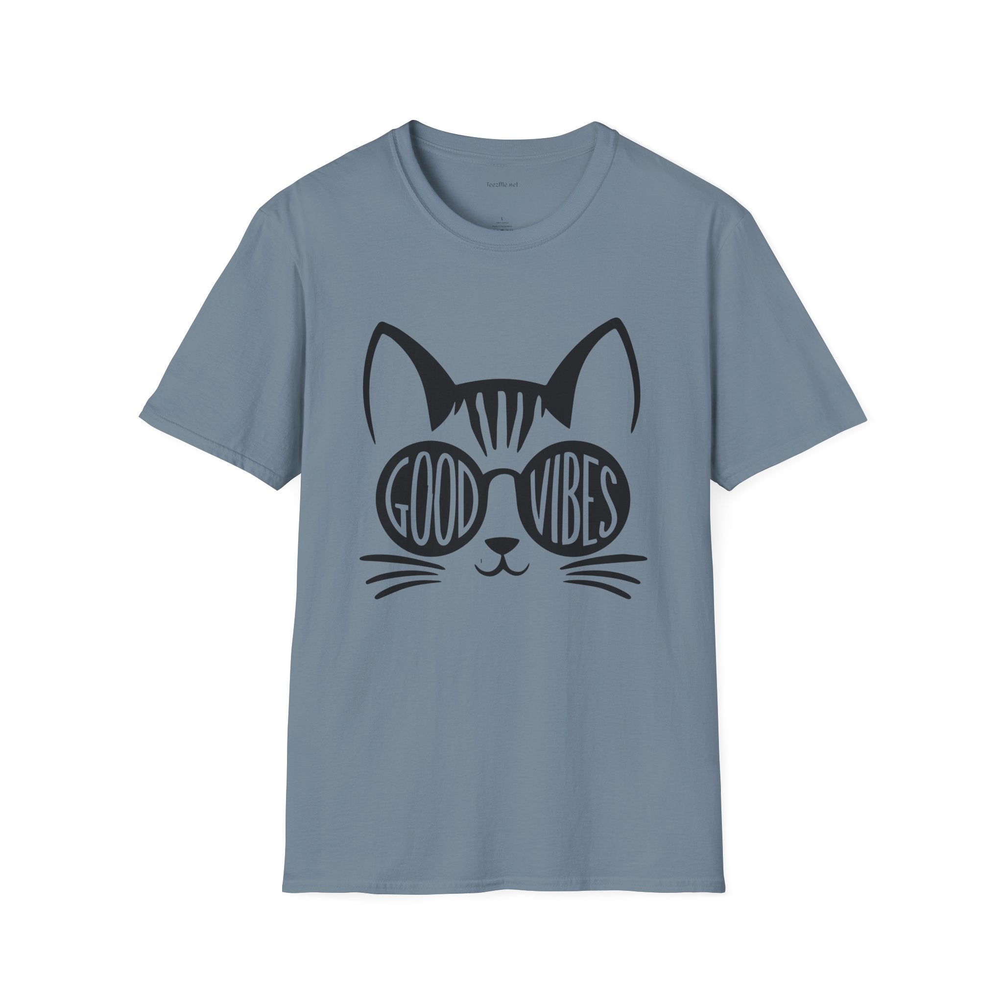 Good Vibes Cat Glasses 01 Unisex Softstyle T-Shirt 100% Cotton Graphic