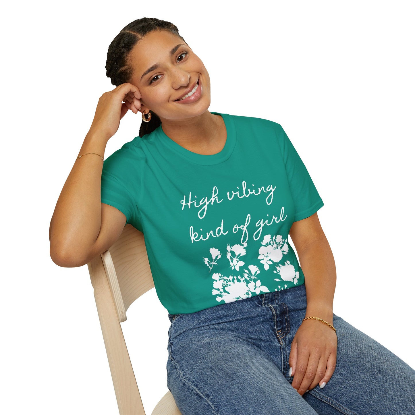 High vibing kind of girl - Unisex Softstyle T-Shirt 100% Cotton Graphic