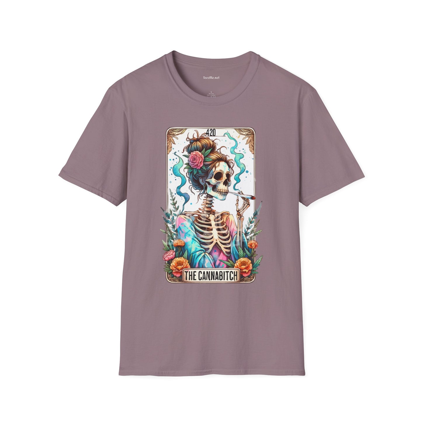 Boho Stoner Skeleton Cannabitch Unisex Softstyle T-Shirt 100% Cotton Graphic